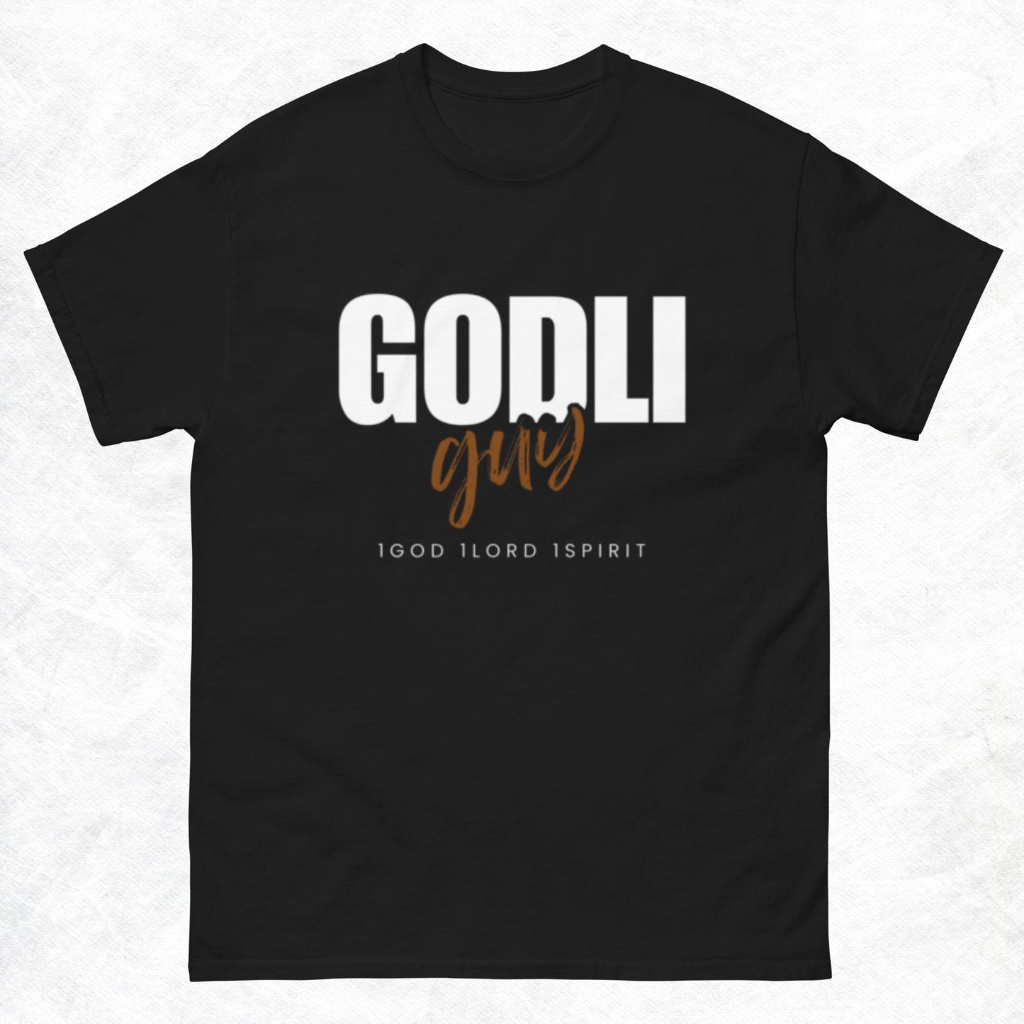 Finn T-shirt. "GODLIGUY. 1GOD 1LORD 1SPIRIT" Choose from 5 colors.