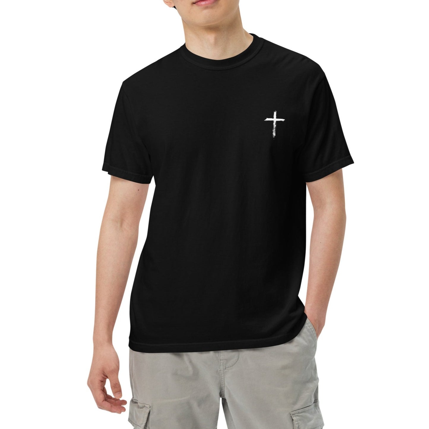 Rayne Unisex Heavyweight T-shirt. "THE CROSS" Choose from 7 colors.