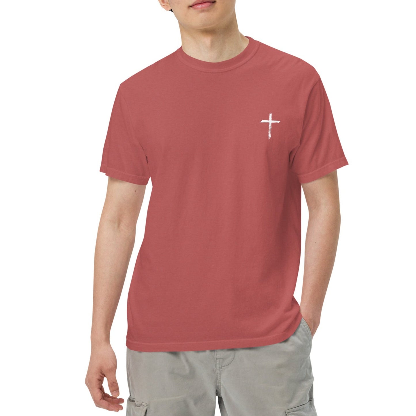 Rayne Unisex Heavyweight T-shirt. "THE CROSS" Choose from 7 colors.