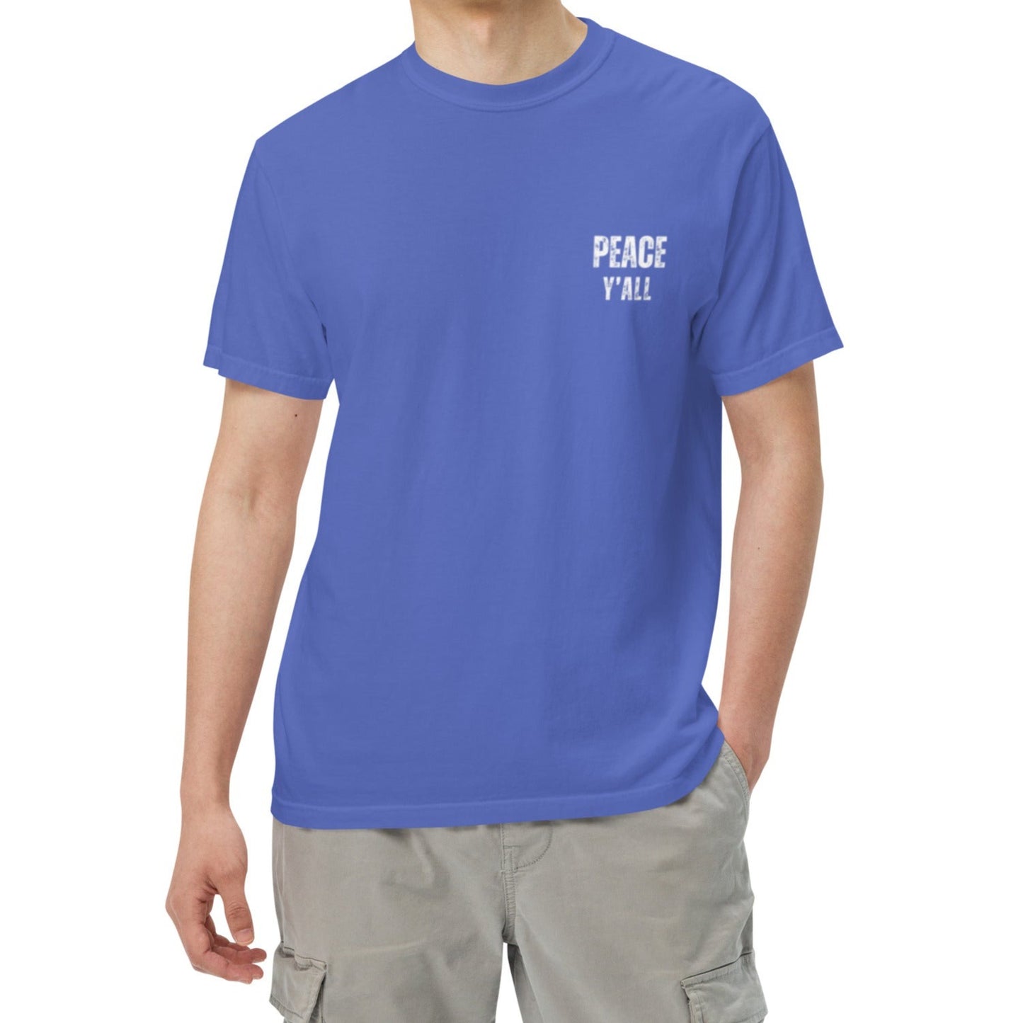 Ashton Unisex Heavyweight T-shirt. "PEACE Y'ALL" Choose from 7 colors.