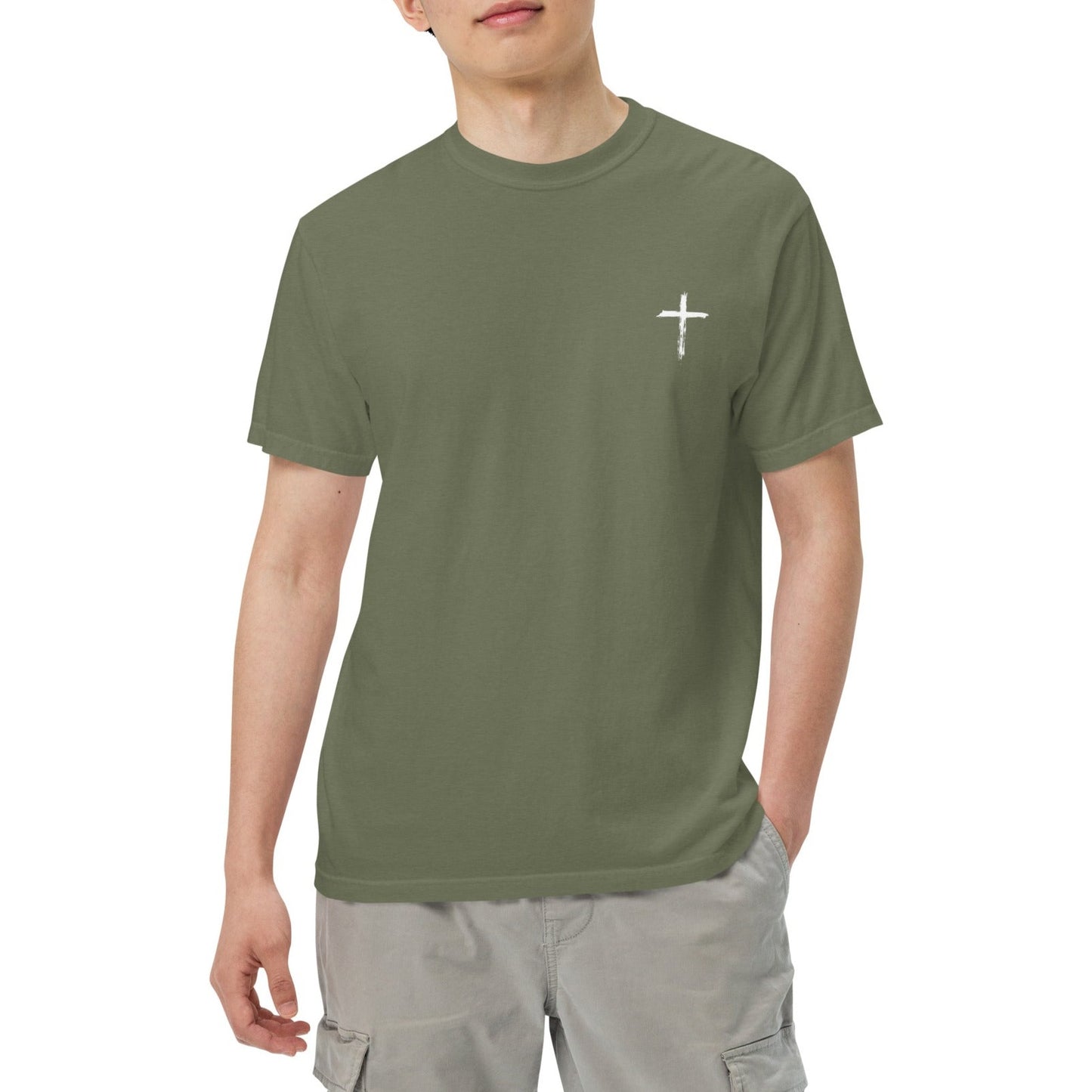 Rayne Unisex Heavyweight T-shirt. "THE CROSS" Choose from 7 colors.
