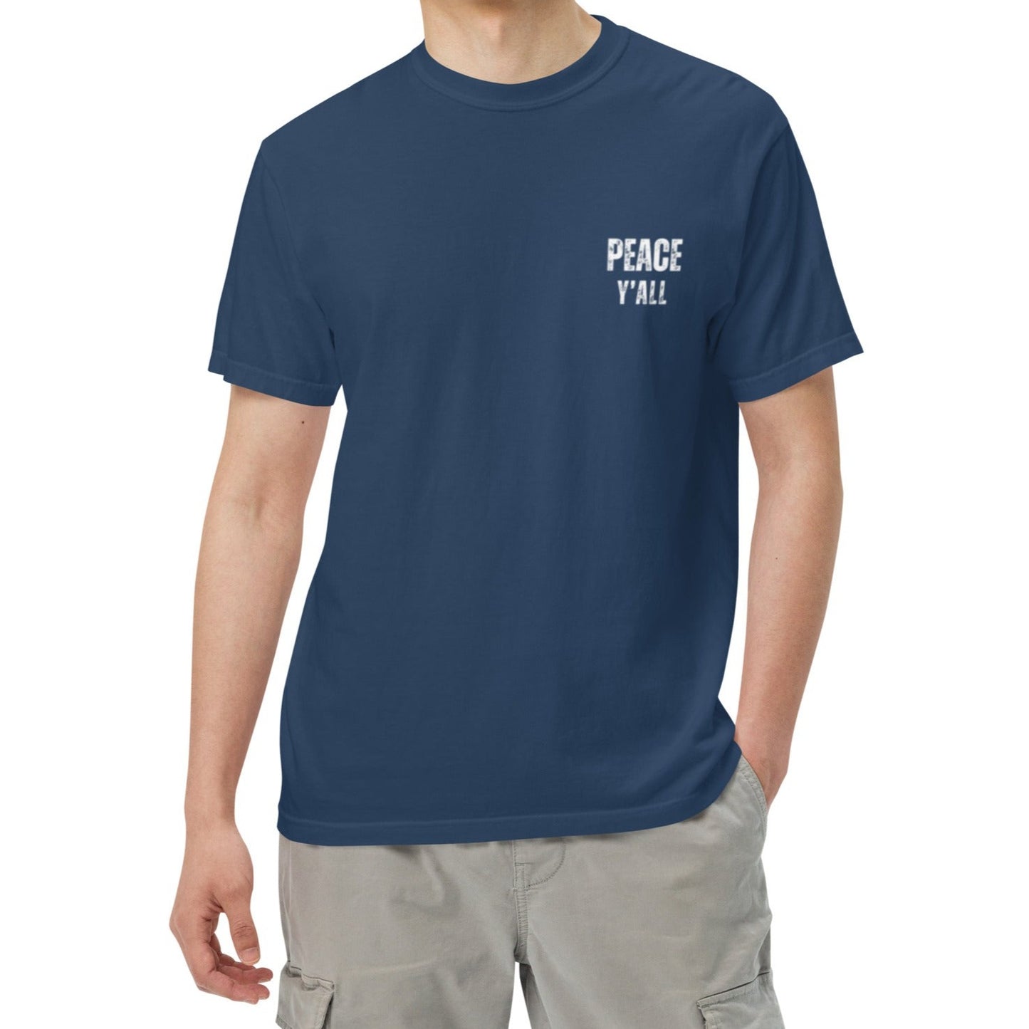 Ashton Unisex Heavyweight T-shirt. "PEACE Y'ALL" Choose from 7 colors.