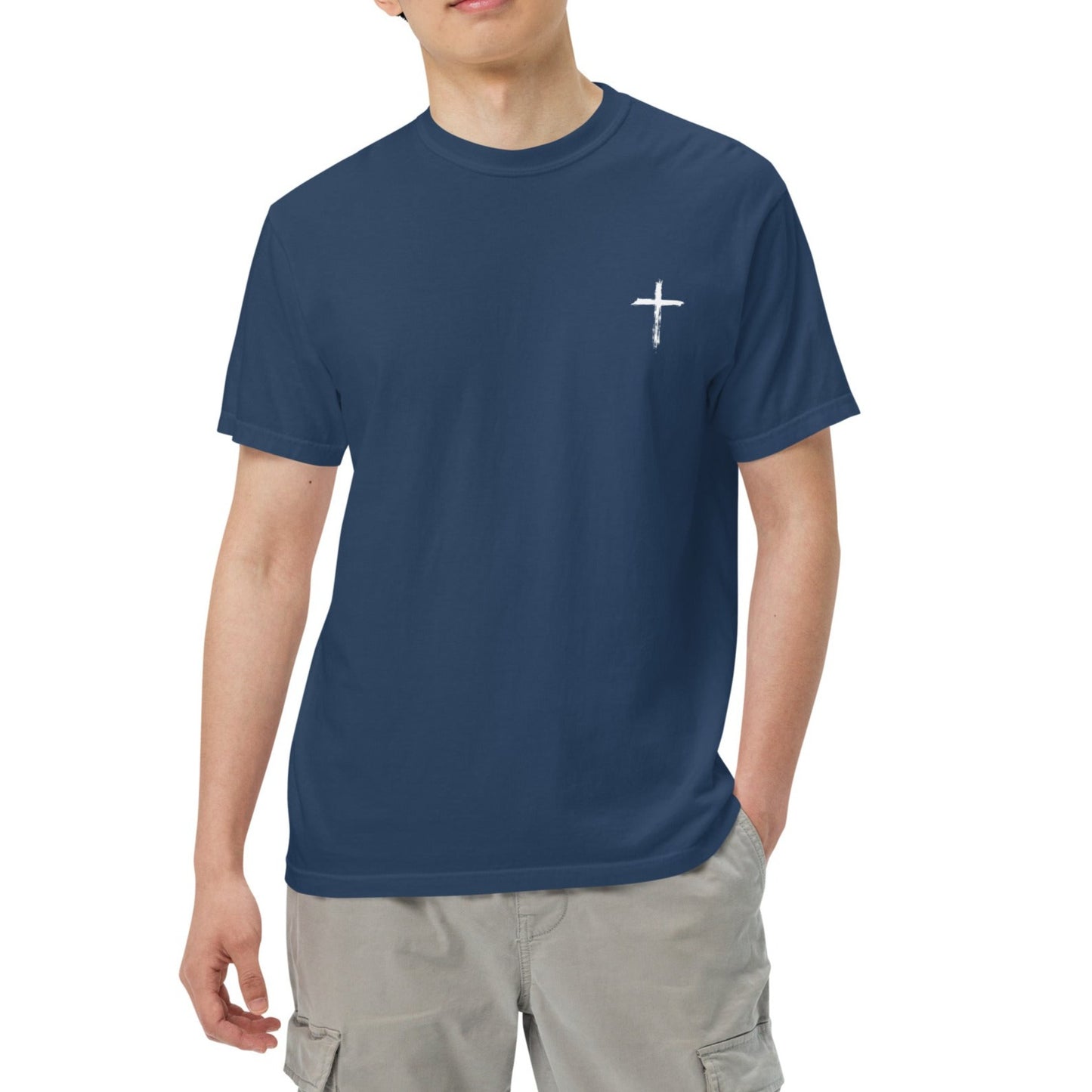 Rayne Unisex Heavyweight T-shirt. "THE CROSS" Choose from 7 colors.