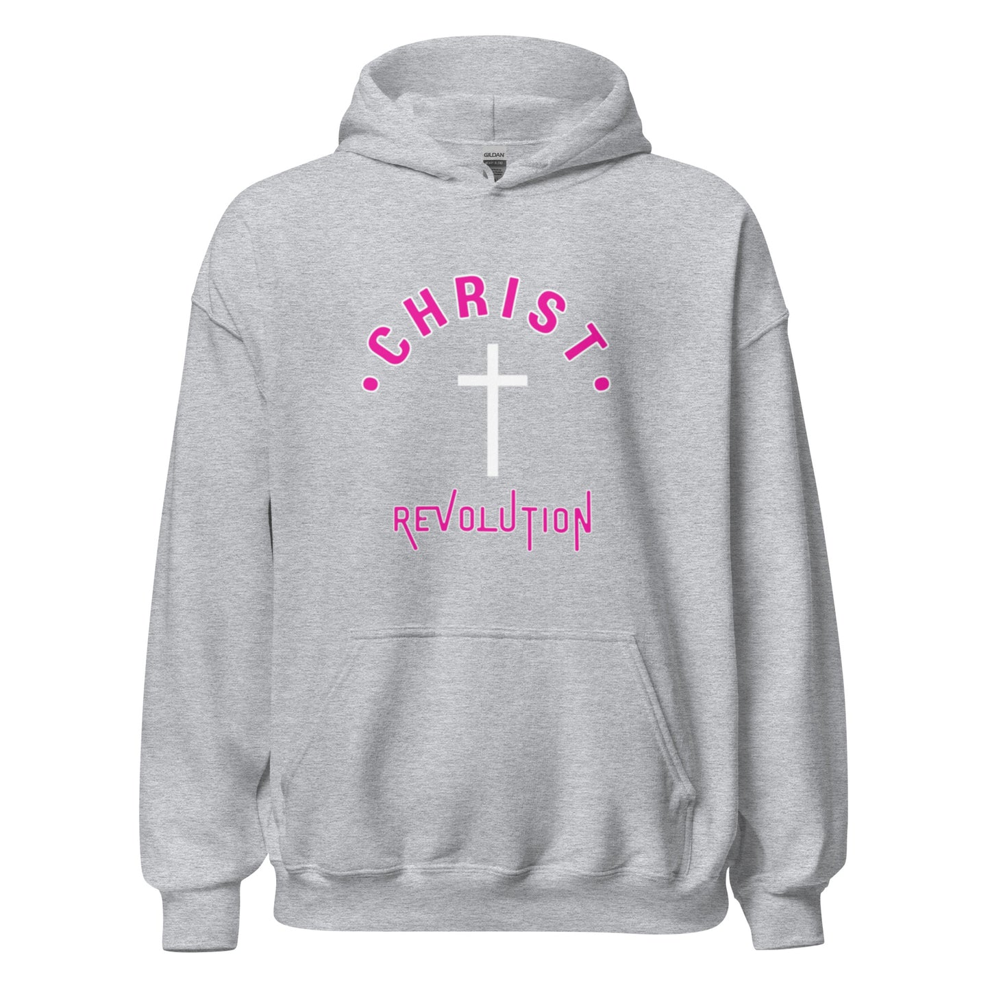 Sai Unisex Hoodie. "CHRIST REVOLUTION" Choose from 6 colors with pink/white print.