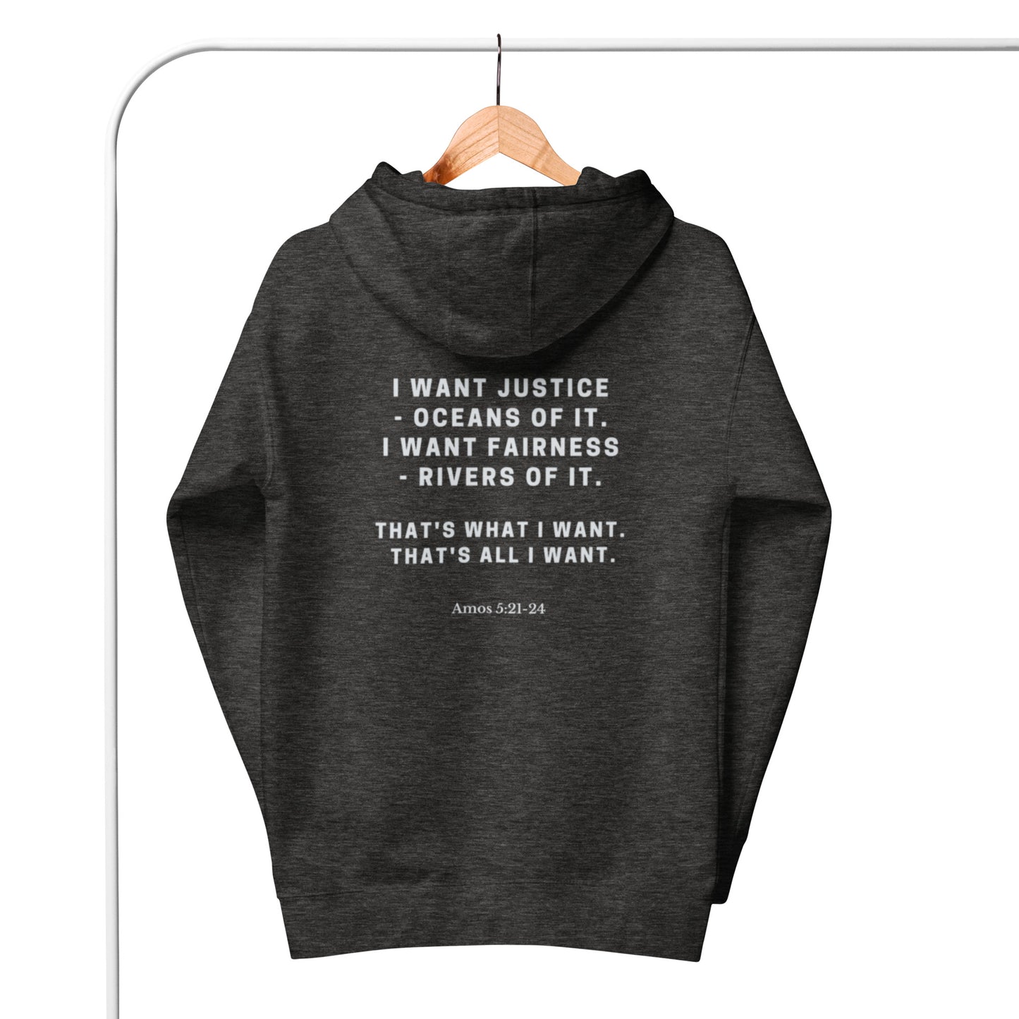Unity Unisex Hoodie. "I WANT JUSTICE" Choose from 7 colors.