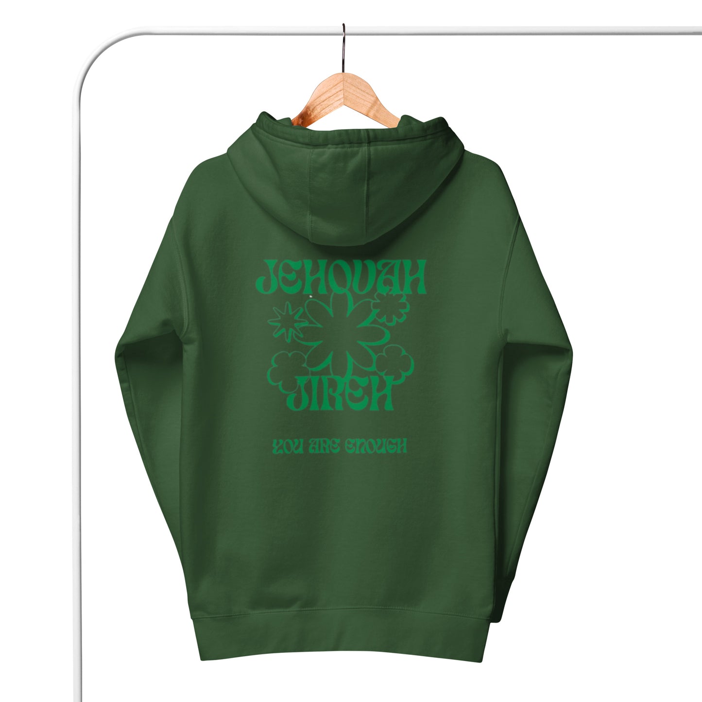 Mazz Unisex Hoodie. "JEHOVAH JIREH YOU ARE ENOUGH" Choose from 6 colors.