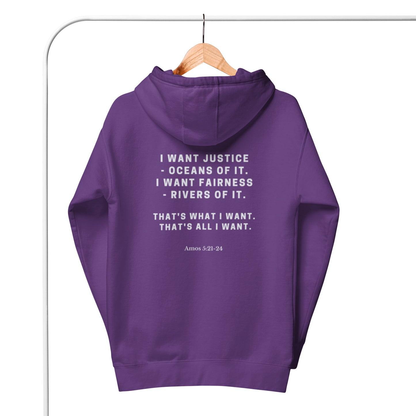 Unity Unisex Hoodie. "I WANT JUSTICE" Choose from 7 colors.