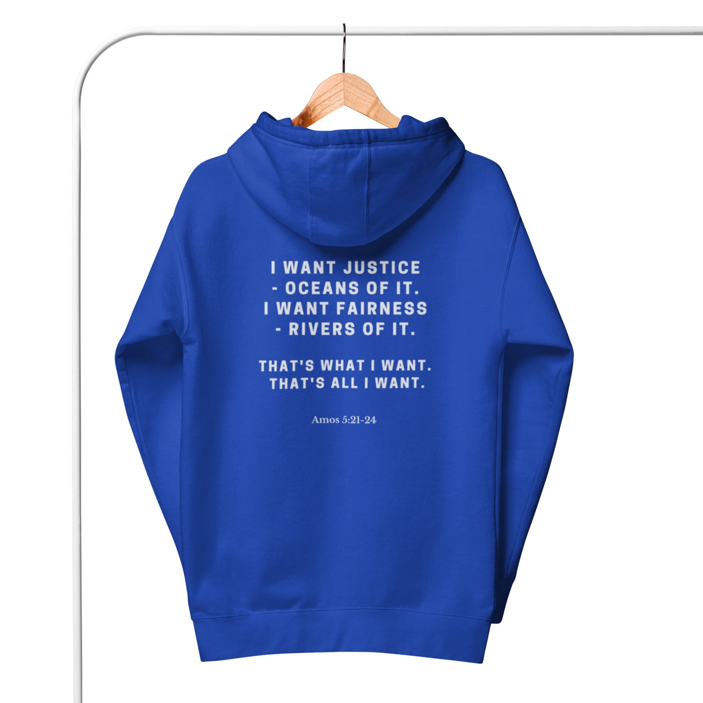 Unity Unisex Hoodie. "I WANT JUSTICE" Choose from 7 colors.