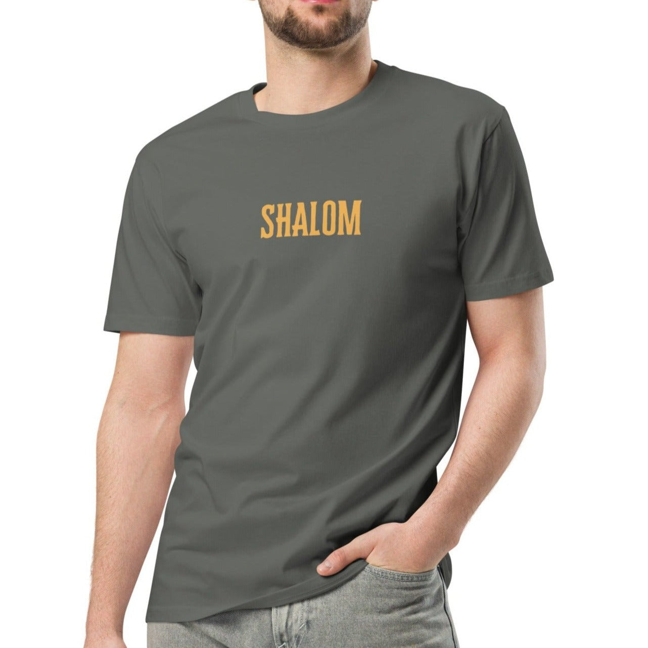 Peace Unisex T-shirt. "SHALOM" Choose from 5 colors with golden print.