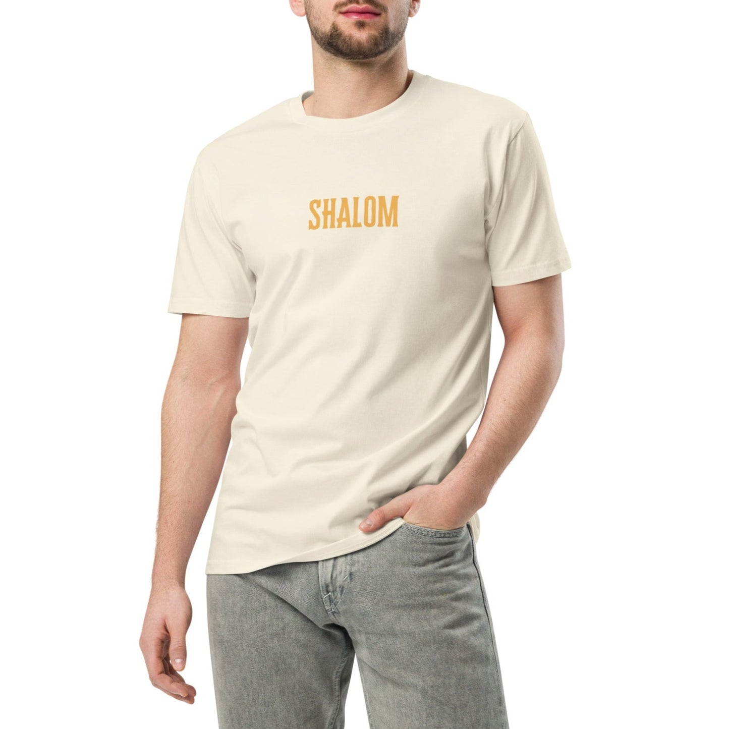 Peace Unisex T-shirt. "SHALOM" Choose from 5 colors with golden print.