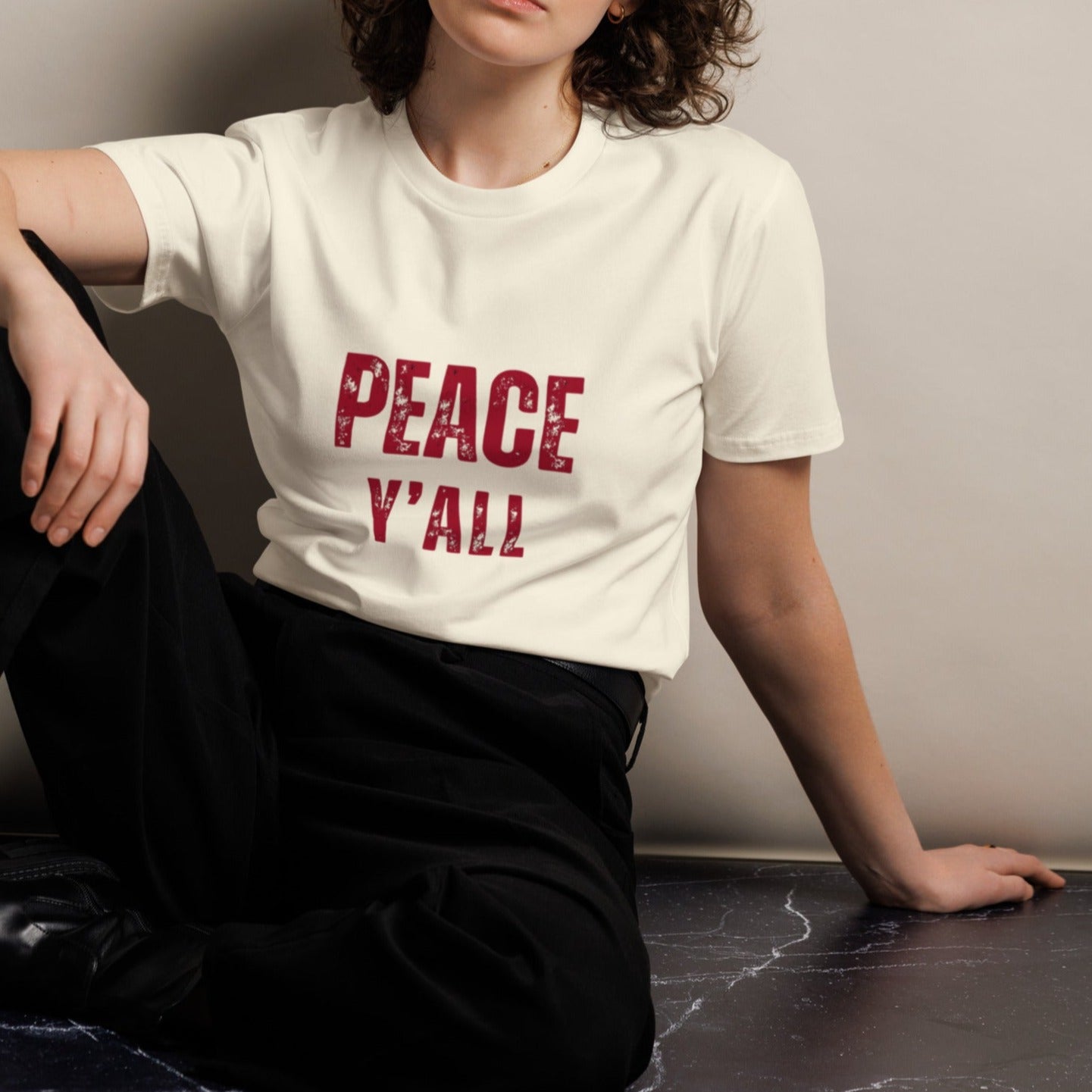 Ashton Unisex T-shirt. "PEACE Y'ALL" Choose from 5 colors.
