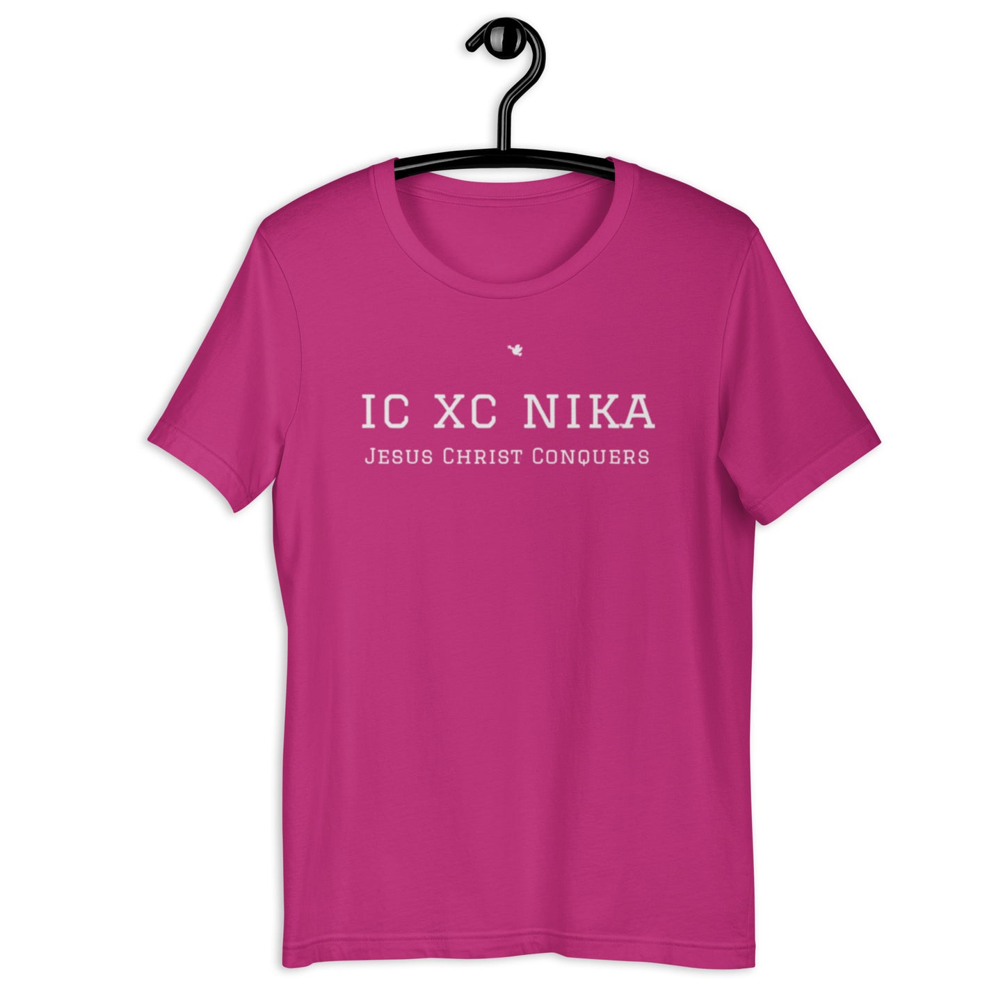 Jystin Unisex T-shirt. "IC XC NIKA. JESUS CHRIST CONQUERS" Choose from 9 colors.