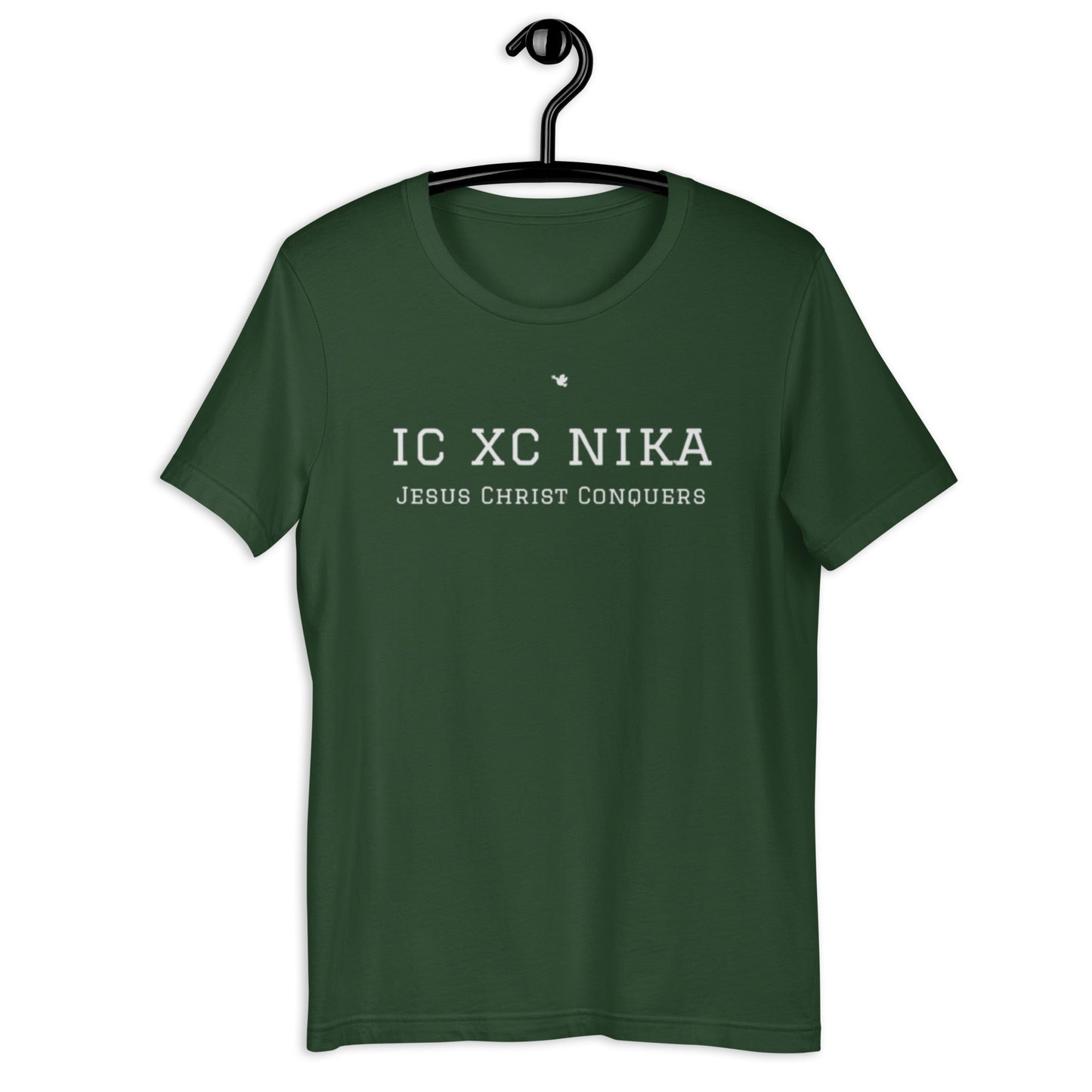 Jystin Unisex T-shirt. "IC XC NIKA. JESUS CHRIST CONQUERS" Choose from 9 colors.
