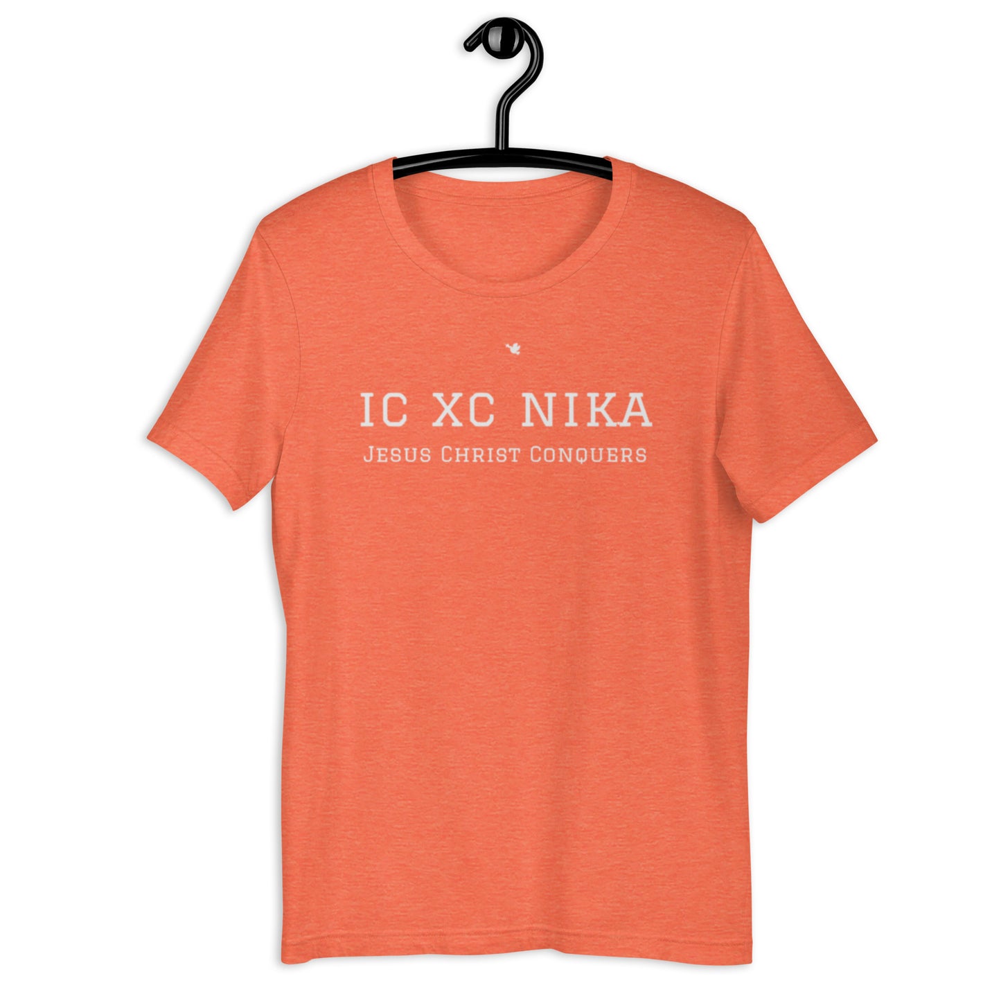 Jystin Unisex T-shirt. "IC XC NIKA. JESUS CHRIST CONQUERS" Choose from 9 colors.