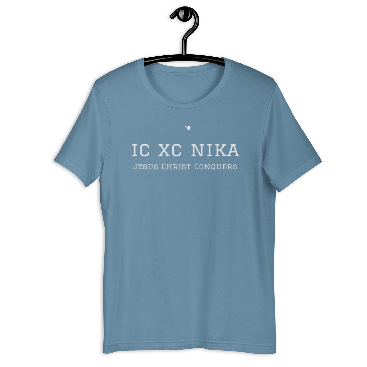 Jystin Unisex T-shirt. "IC XC NIKA. JESUS CHRIST CONQUERS" Choose from 9 colors.