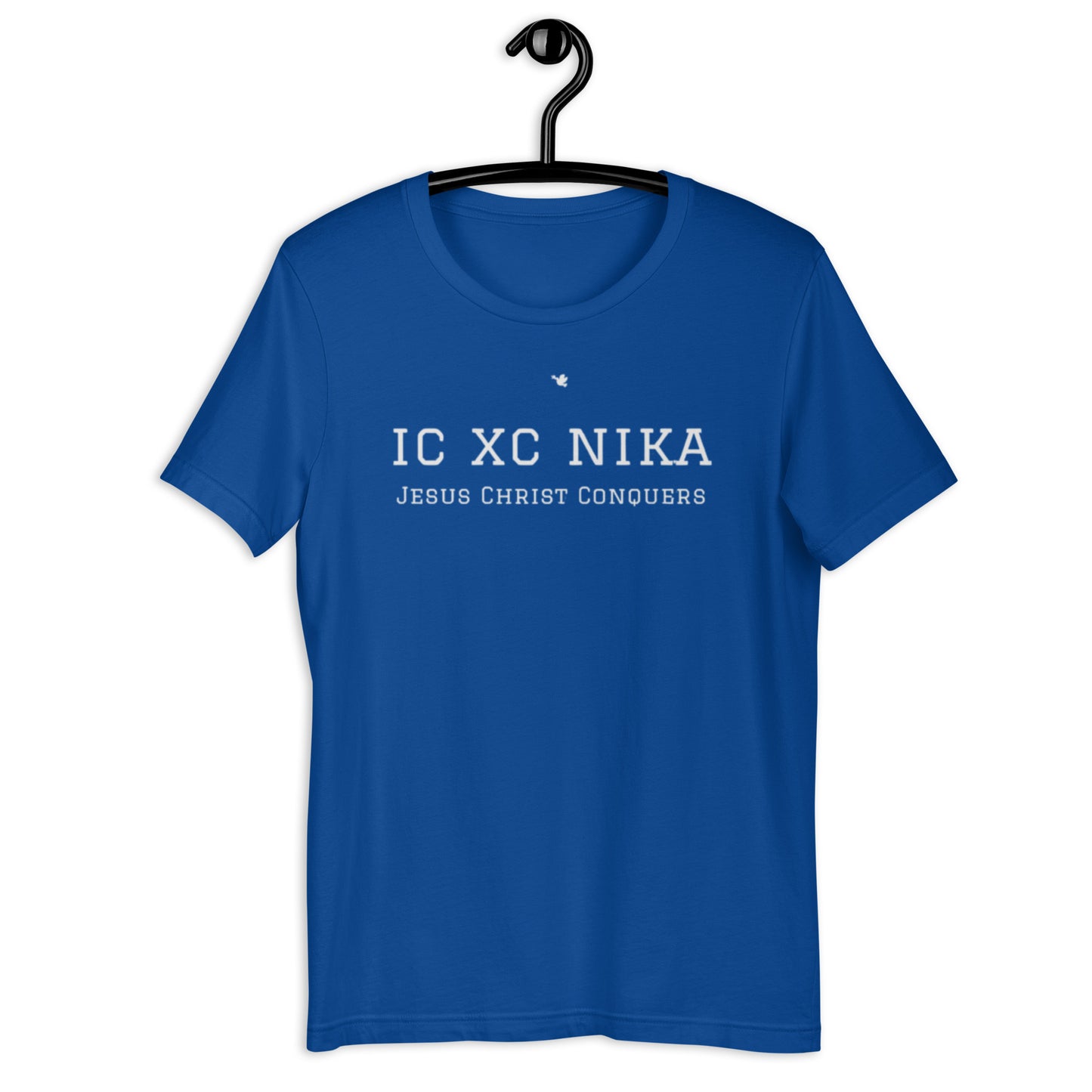 Jystin Unisex T-shirt. "IC XC NIKA. JESUS CHRIST CONQUERS" Choose from 9 colors.