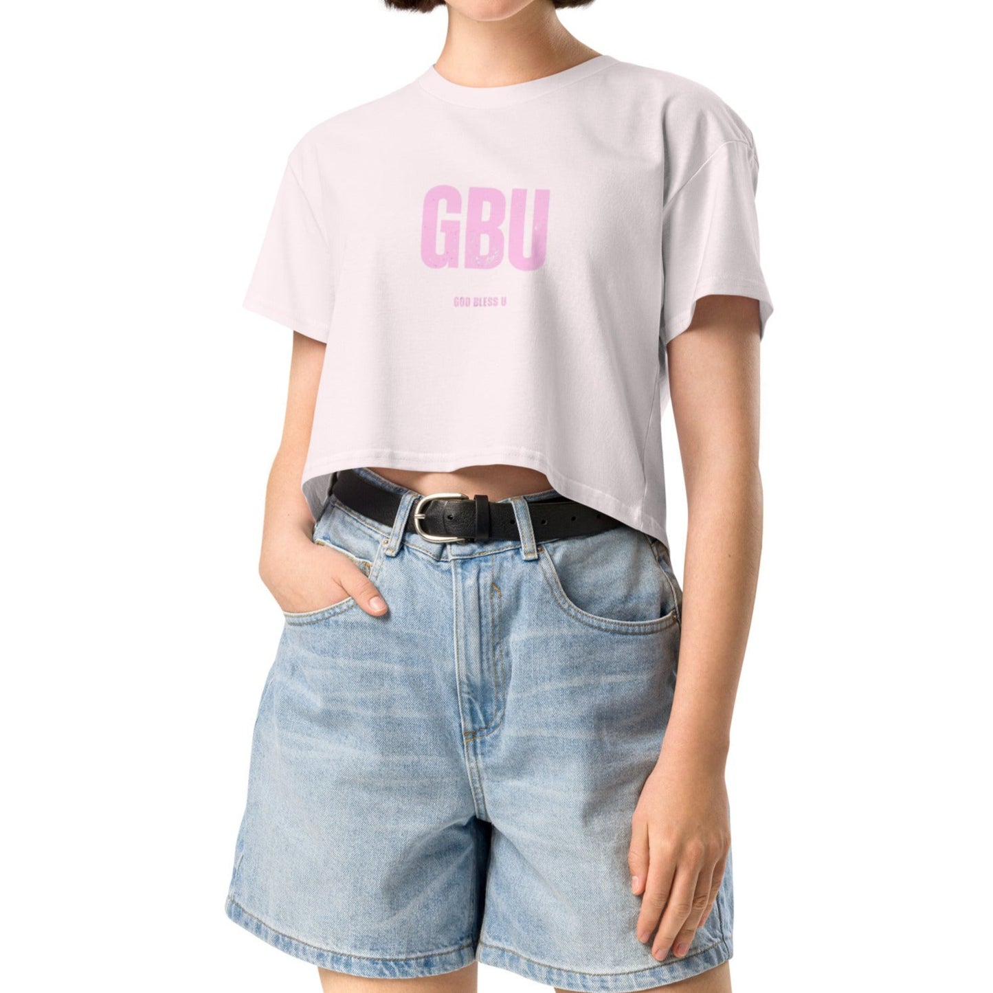 Londyn Crop Tee. "GBU. GOD BLESS U" Choose from 3 colors.