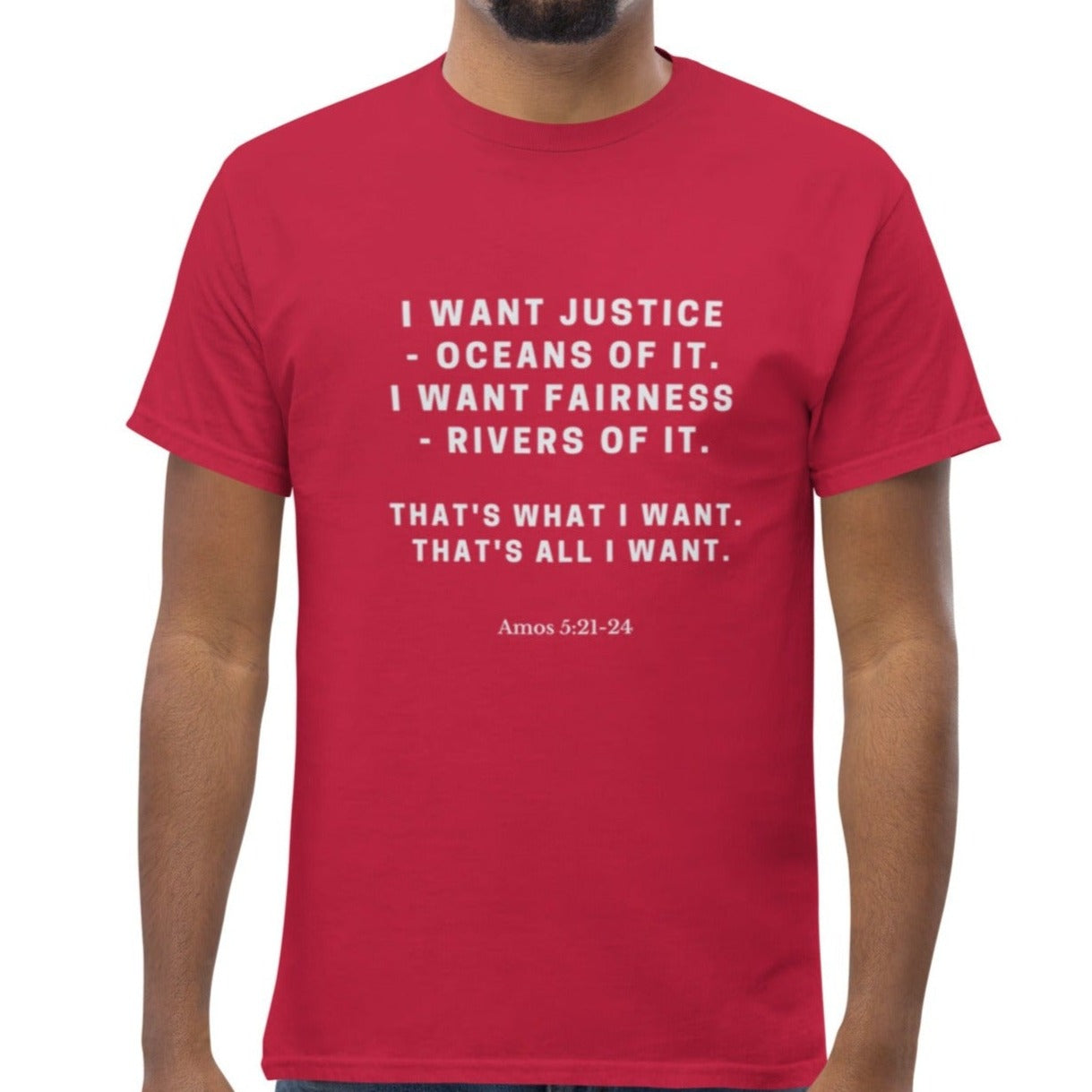 Unity Unisex T-shirt.   "I WANT JUSTICE"    Choose from 5 colors.