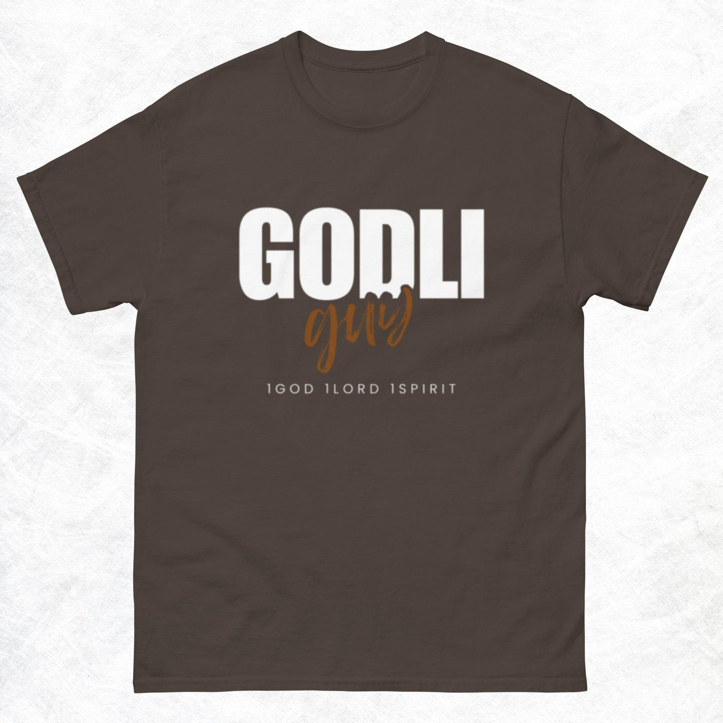 Finn T-shirt.  "GODLIGUY. 1GOD 1LORD 1SPIRIT"  Choose from 5 colors.