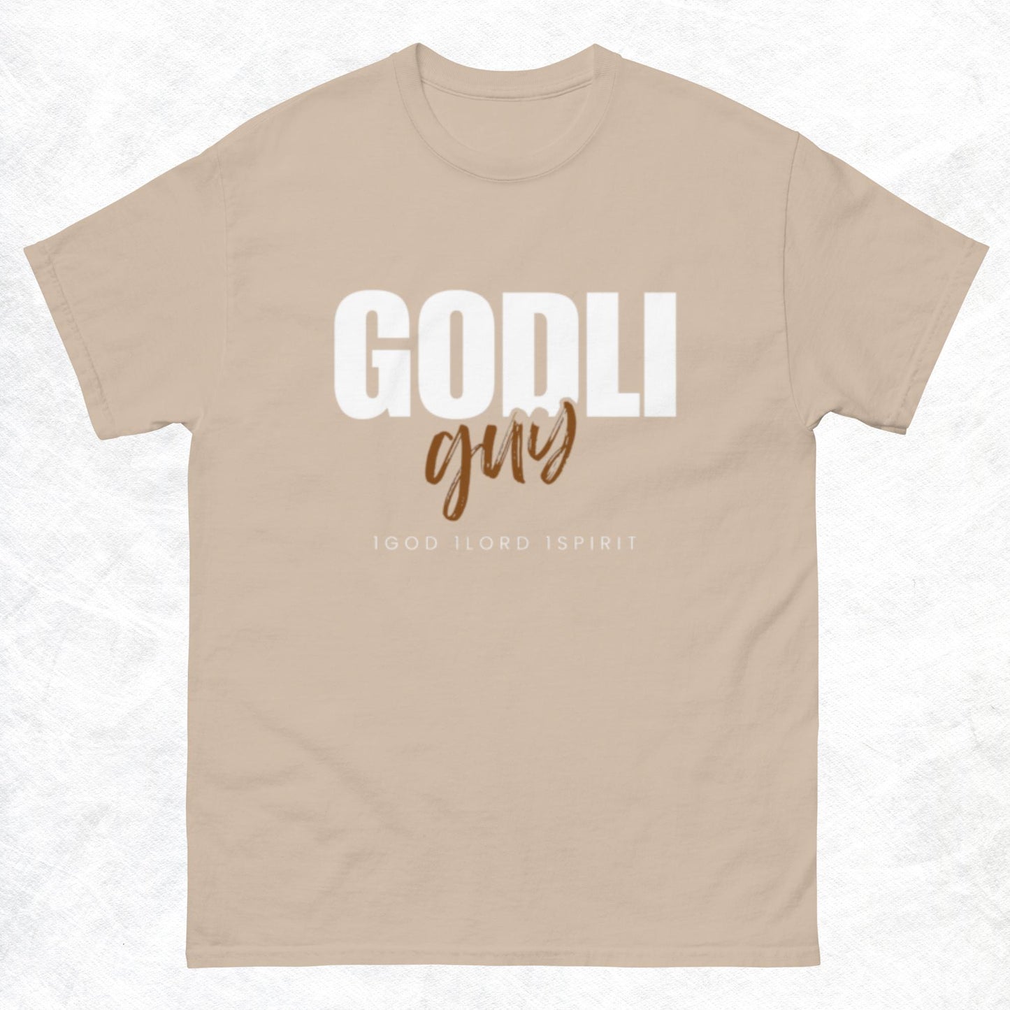 Finn T-shirt.  "GODLIGUY. 1GOD 1LORD 1SPIRIT"  Choose from 5 colors.