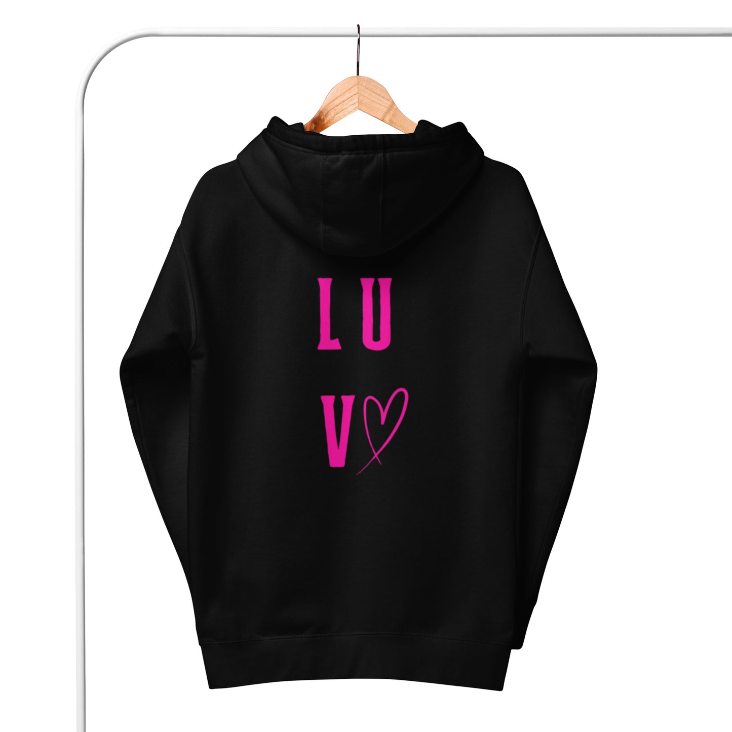 Luv Unisex Hoodie.    "LUV"  Choose from 5 colors.