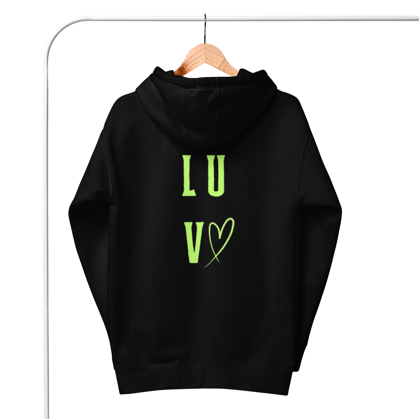 Luv Unisex Hoodie.  "LUV"  Choose from 5 colors.