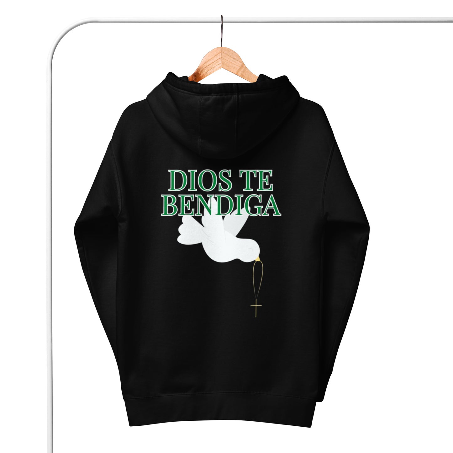 Esi Unisex Hoodie.   "DIOS TE BENDIGA" or "GOD BLESS YOU"  IN SPANISH.  Choose from 4 colors.