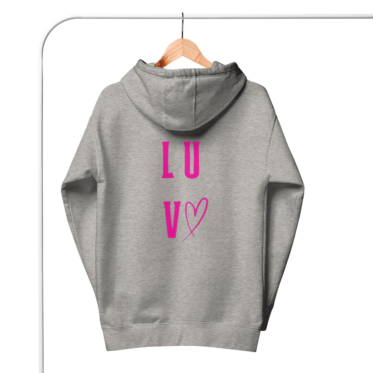 Luv Unisex Hoodie.    "LUV"  Choose from 5 colors.