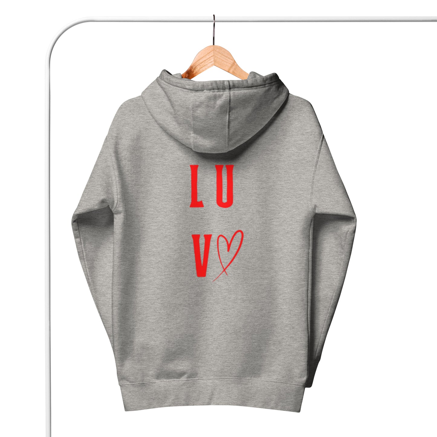 Luv Unisex Hoodie."LUV"  Choose from 6 colors.