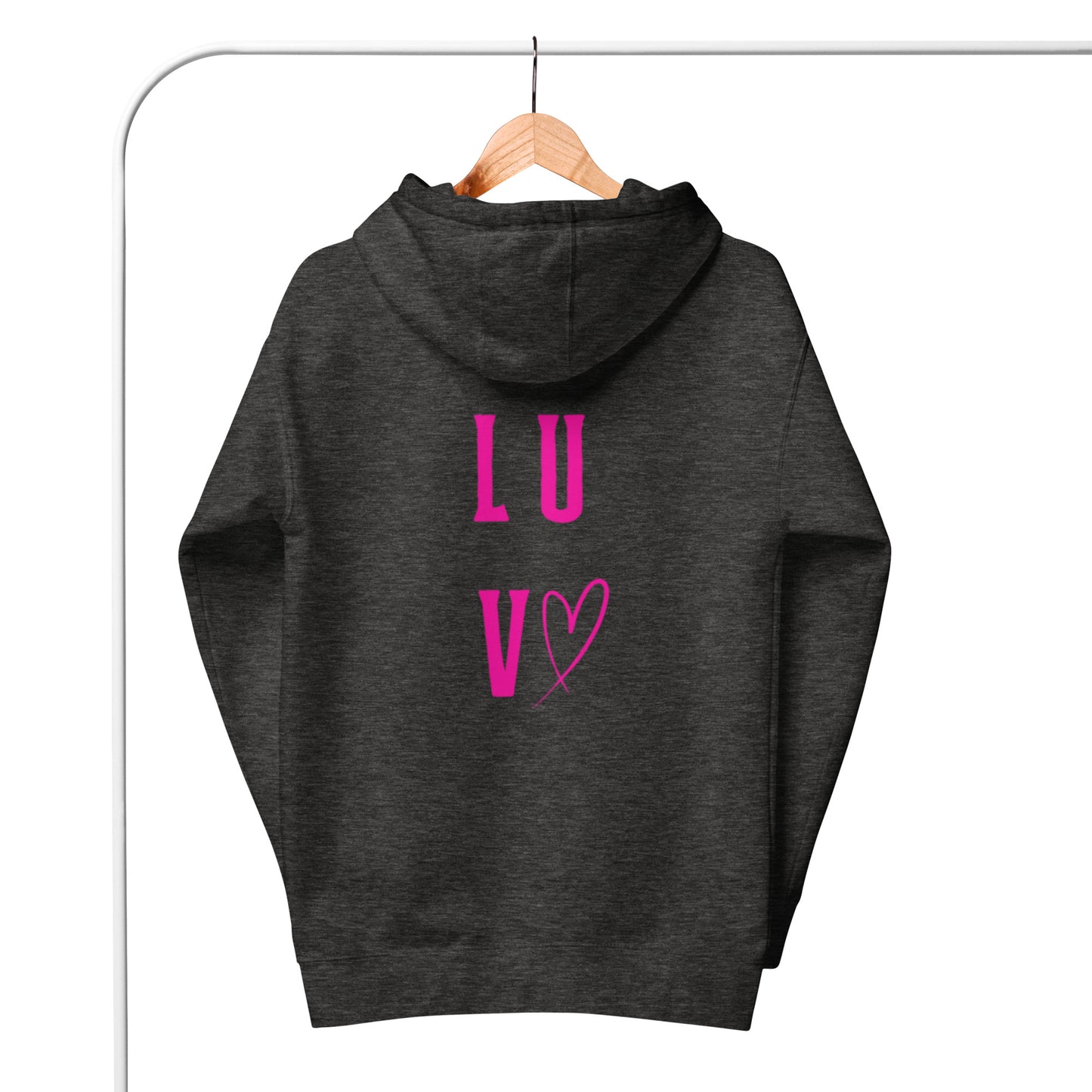 Luv Unisex Hoodie.    "LUV"  Choose from 5 colors.