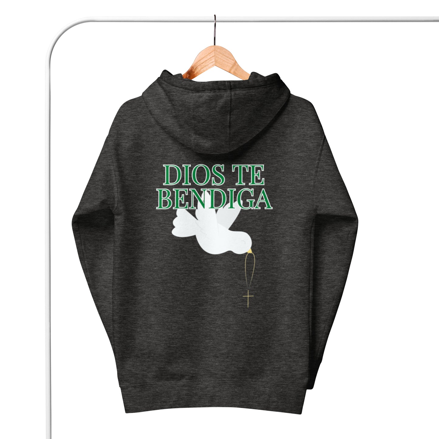 Esi Unisex Hoodie.   "DIOS TE BENDIGA" or "GOD BLESS YOU"  IN SPANISH.  Choose from 4 colors.