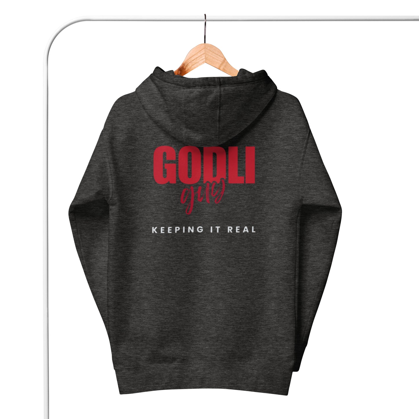 Finn Hoodie.  "GODLIGUY.  KEEPING IT REAL"   Choose from 4 colors.