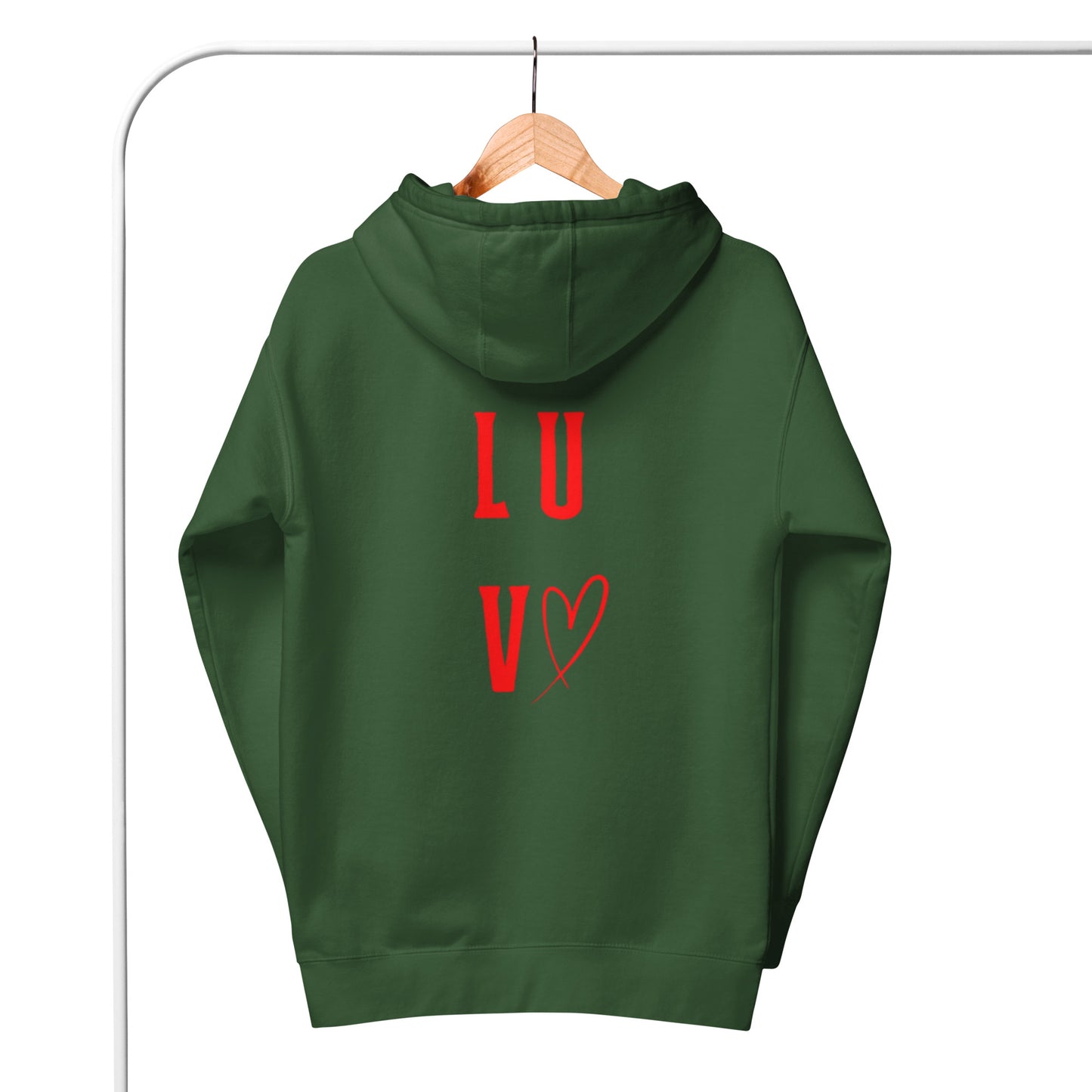 Luv Unisex Hoodie."LUV"  Choose from 6 colors.