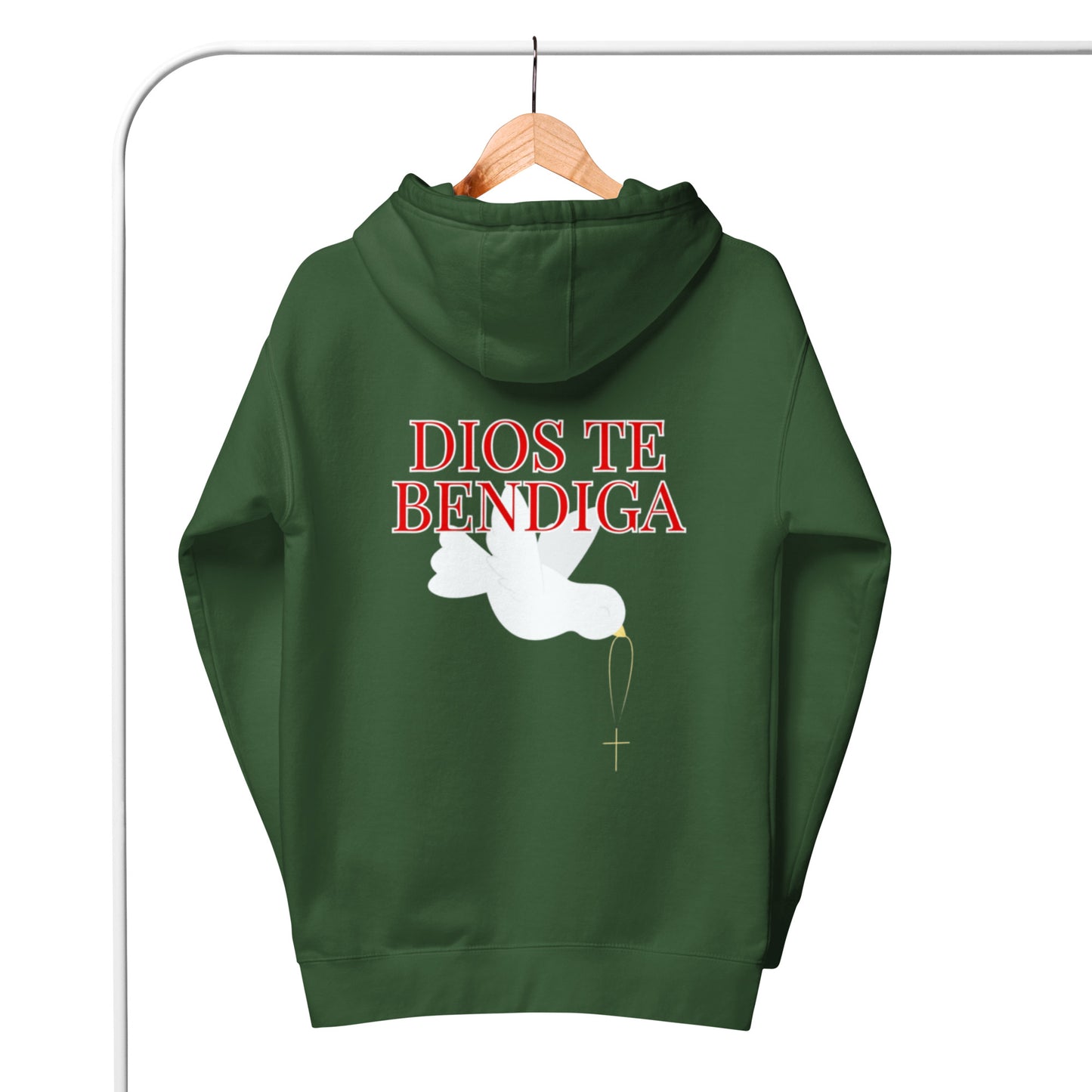 Esi Unisex Hoodie.   "DIOS TE BENDIGA" or "GOD BLESS YOU"  IN SPANISH.  Choose from 3 colors.