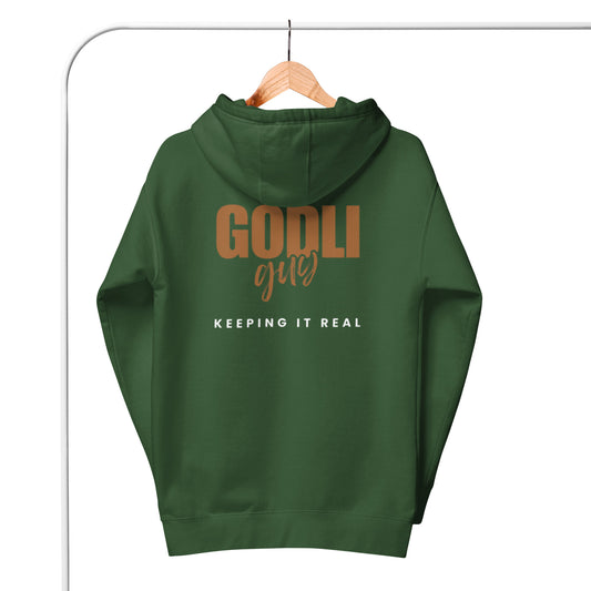 Finn Hoodie.  "GODLIGUY.  KEEPING IT REAL"  Choose from 5 colors.