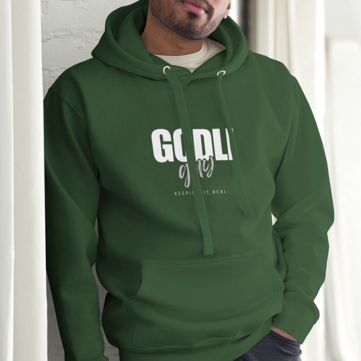 Finn Hoodie.  "GODLIGUY. KEEPING IT REAL"  Choose from 5 colors.