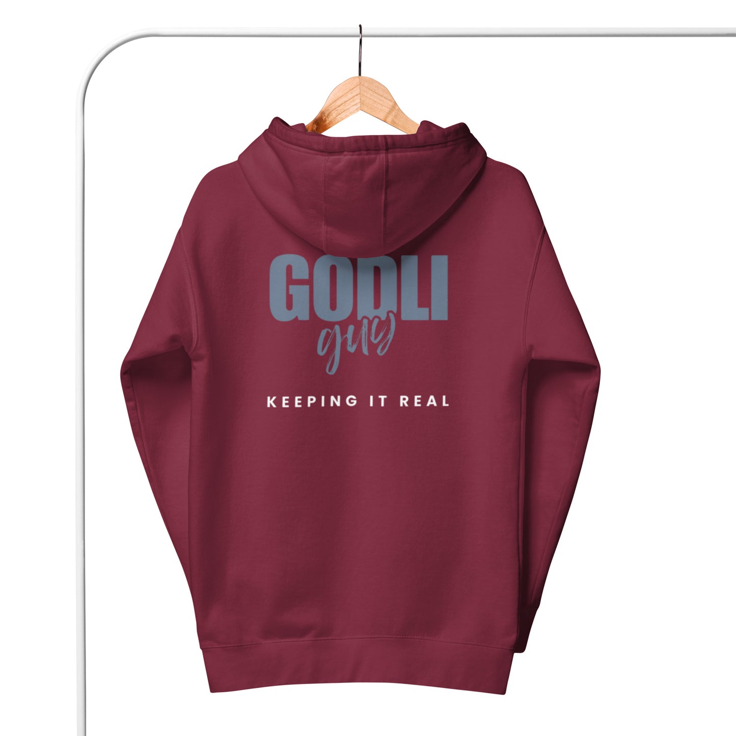 Finn Hoodie.  "GODLIGUY.  KEEPING IT REAL"  Choose from 5 colors.