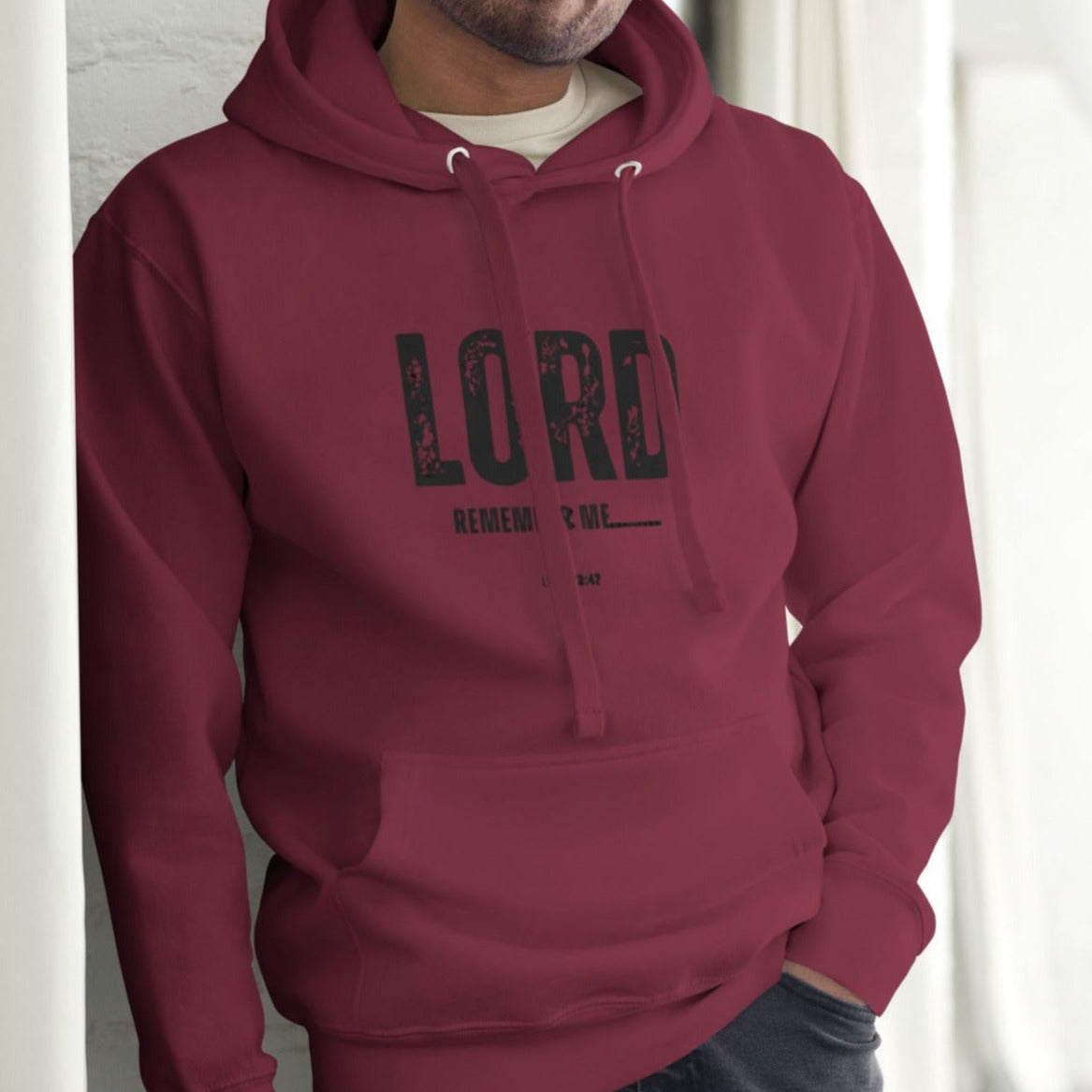 Bodie Unisex Hoodie.  "LORD REMEMBER ME..."  Choose from 4 colors.