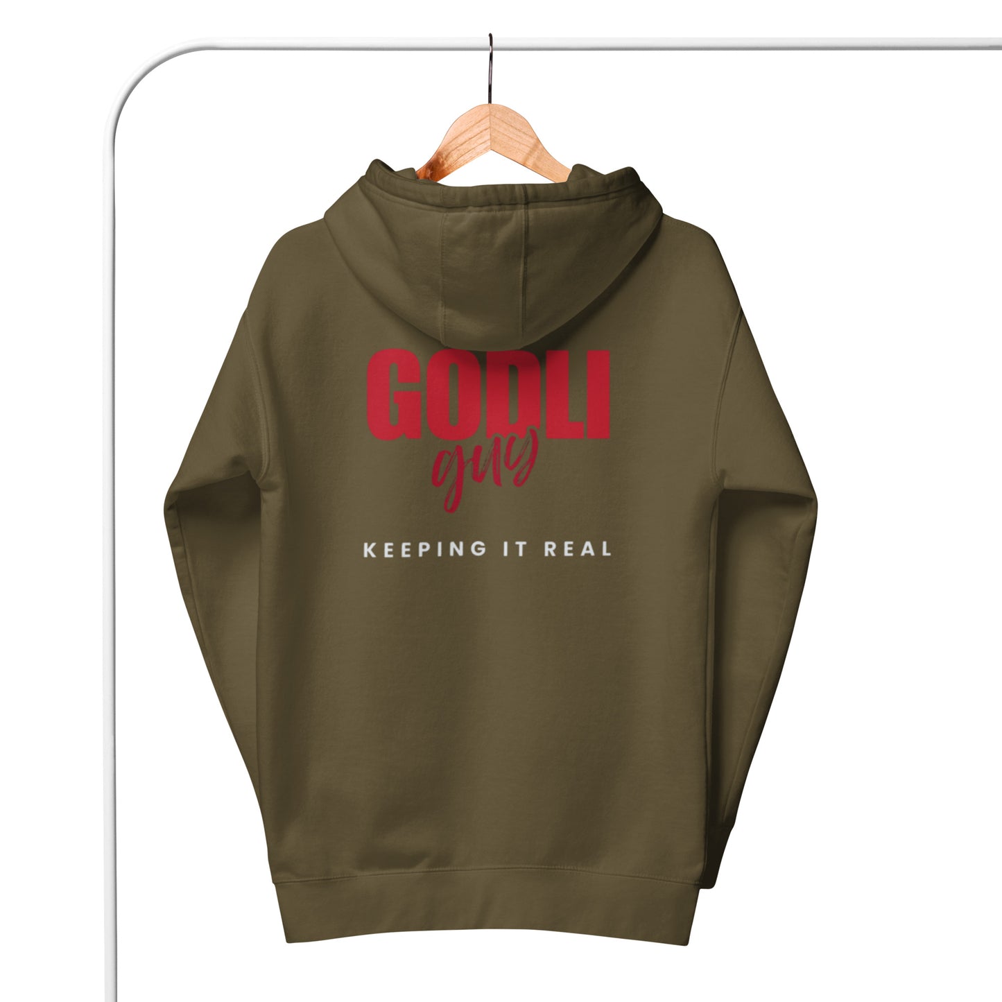 Finn Hoodie.  "GODLIGUY.  KEEPING IT REAL"   Choose from 4 colors.