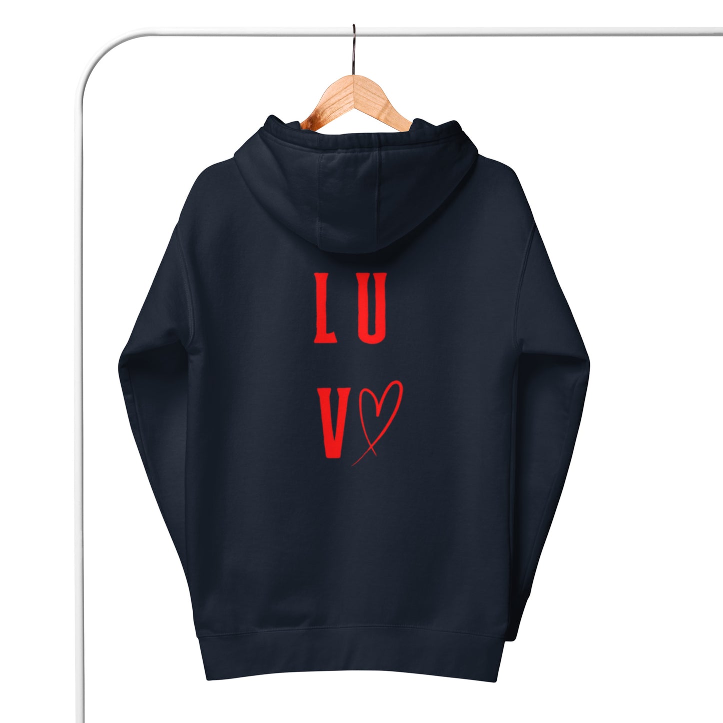 Luv Unisex Hoodie."LUV"  Choose from 6 colors.