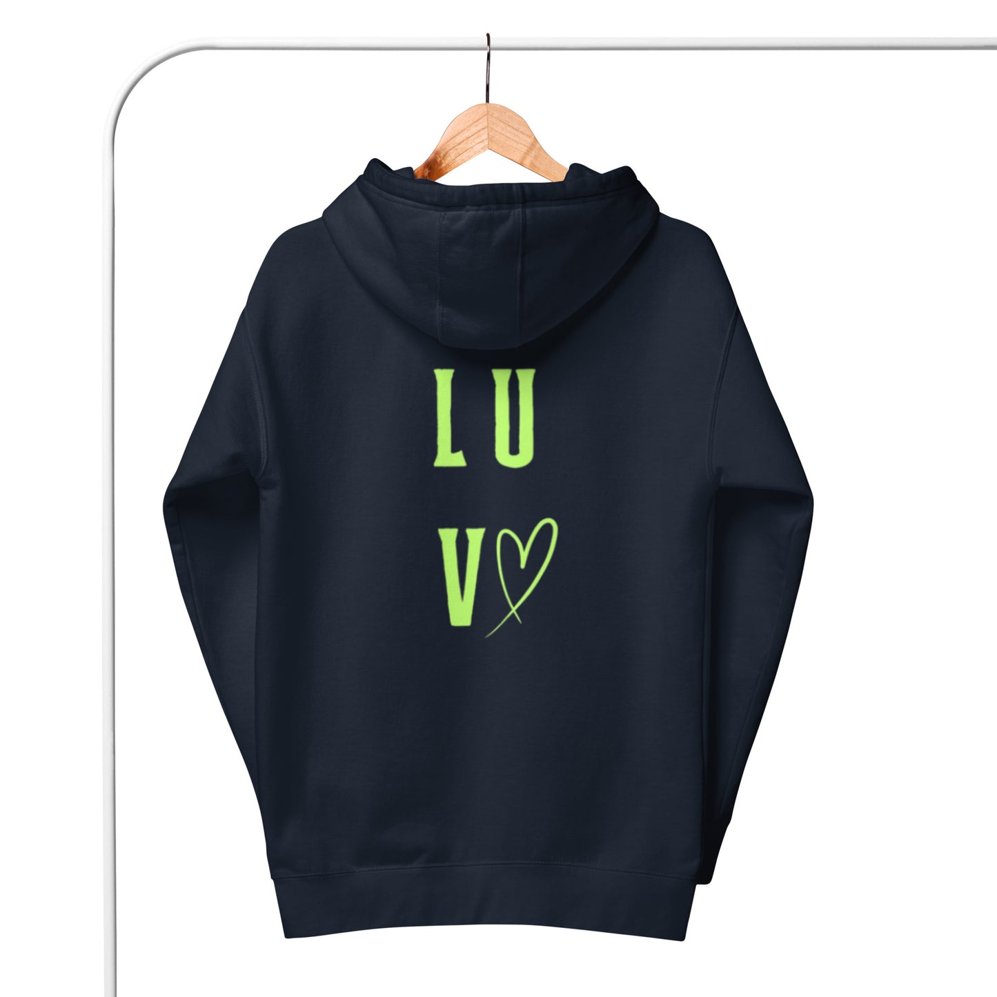 Luv Unisex Hoodie.  "LUV"  Choose from 5 colors.