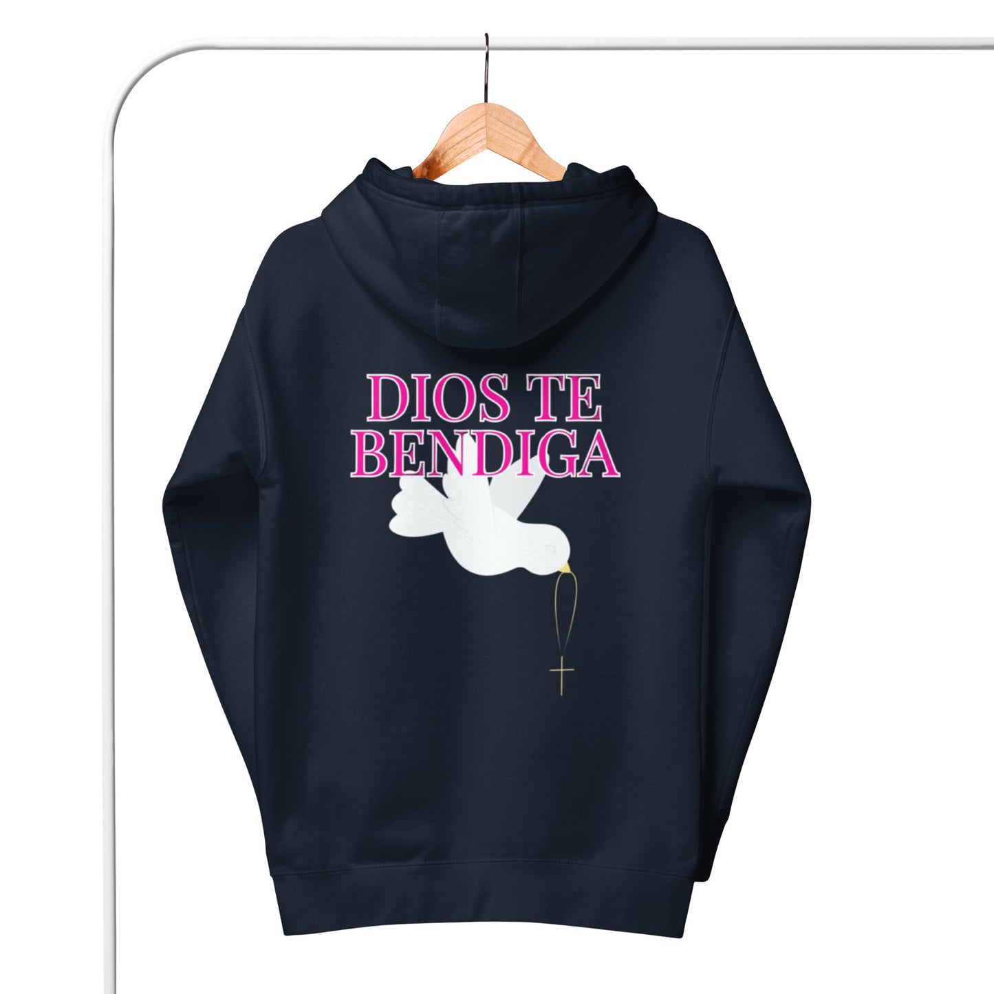 Esi Unisex Hoodie.   "DIOS TE BENDIGA" or "GOD BLESS YOU"  IN SPANISH.  Choose from 4 colors.