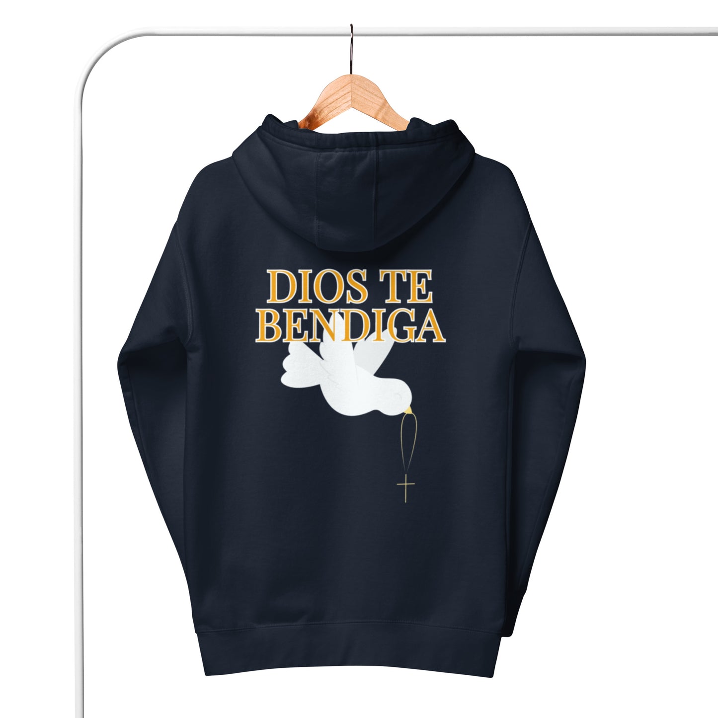 Esi Unisex Hoodie.   "DIOS TE BENDIGA" or "GOD BLESS YOU"  IN SPANISH.  Choose from 7 colors.