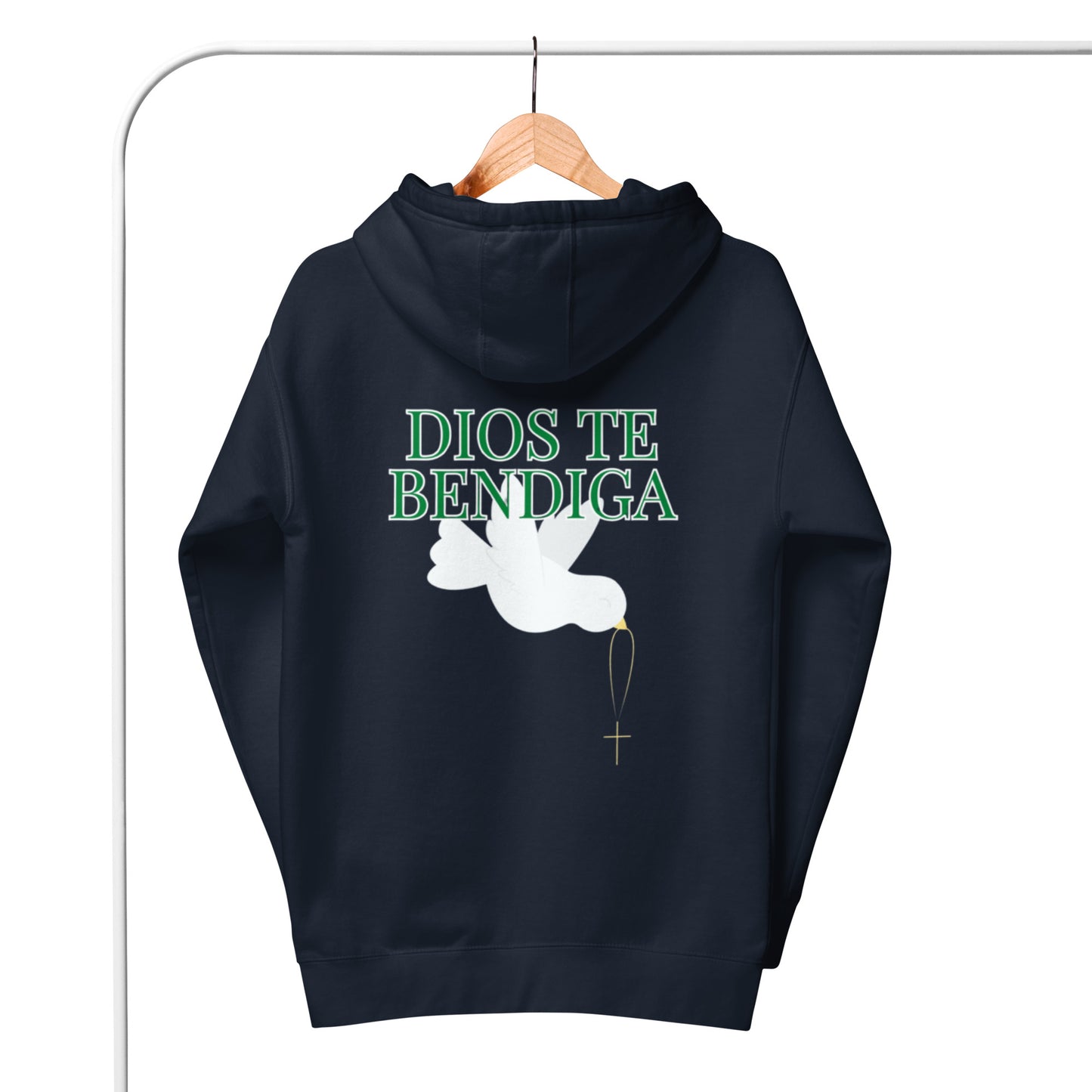 Esi Unisex Hoodie.   "DIOS TE BENDIGA" or "GOD BLESS YOU"  IN SPANISH.  Choose from 4 colors.