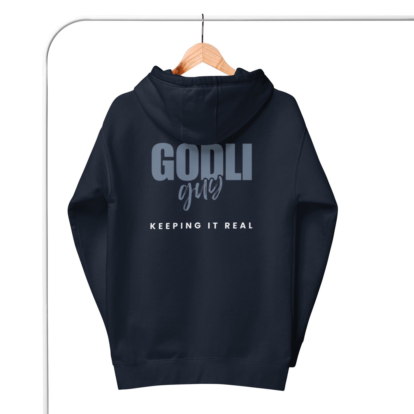 Finn Hoodie.  "GODLIGUY.  KEEPING IT REAL"  Choose from 5 colors.