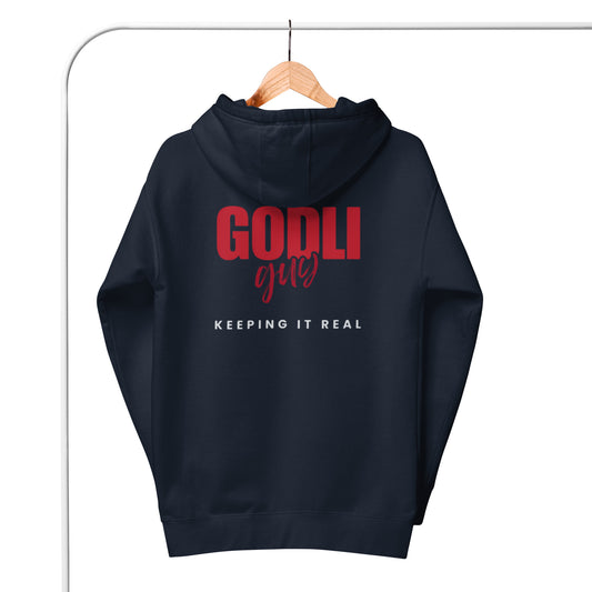 Finn Hoodie.  "GODLIGUY.  KEEPING IT REAL"   Choose from 4 colors.