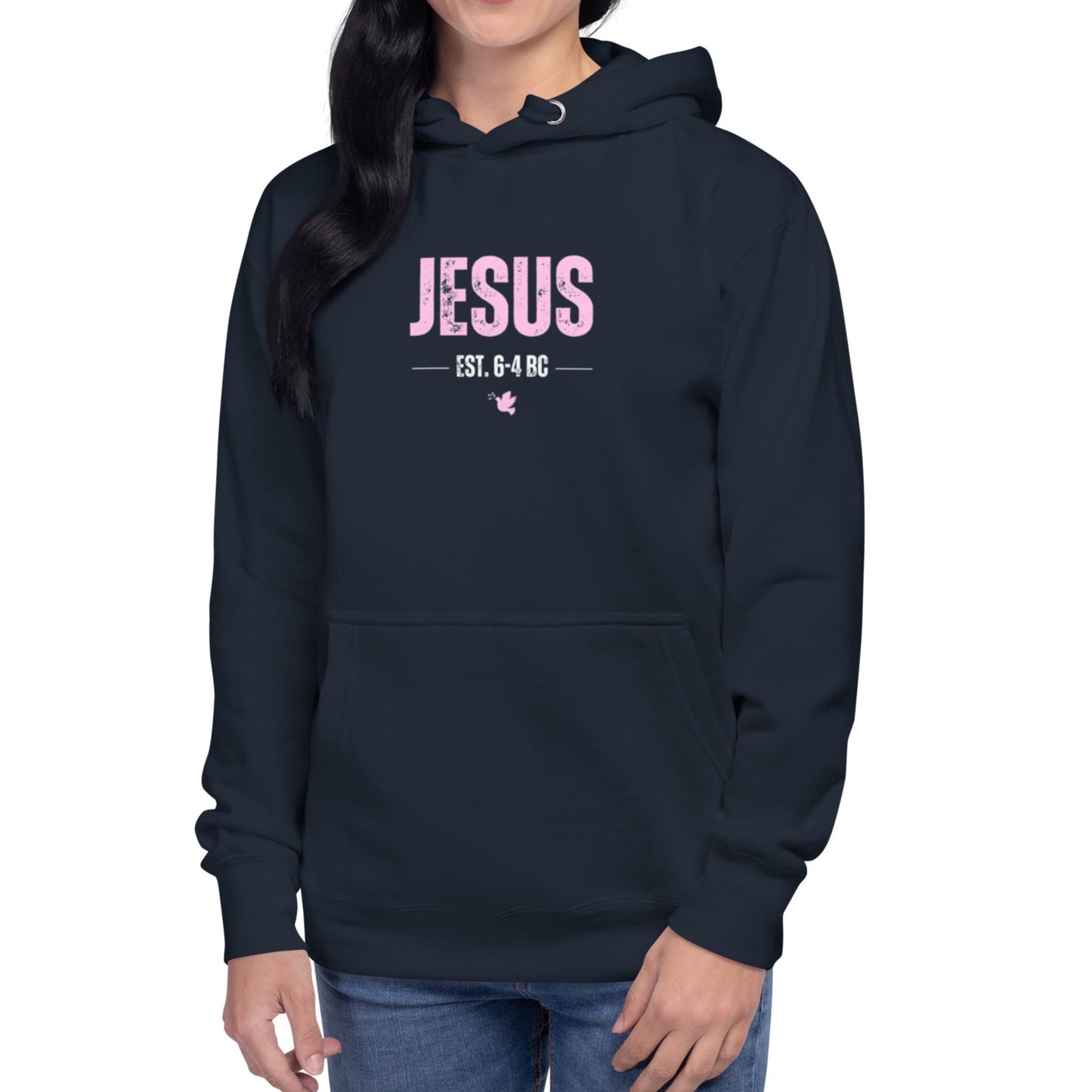 Dane Hoodie.  "JESUS   EST. 6-4 BC"   Choose from 4 colors.