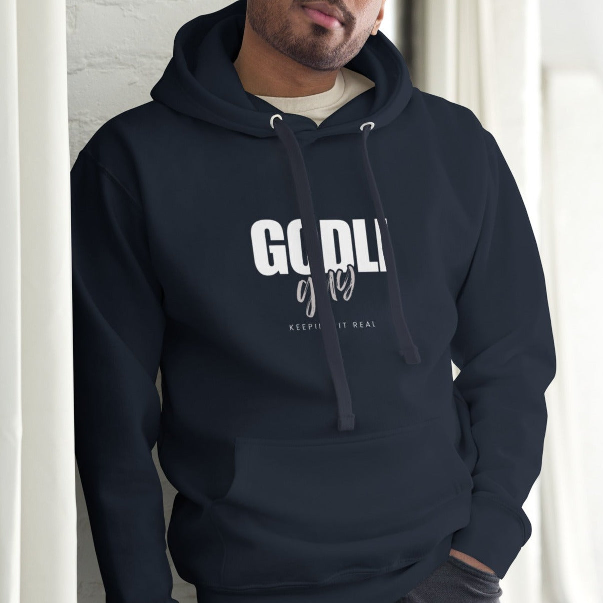 Finn Hoodie.  "GODLIGUY. KEEPING IT REAL"  Choose from 5 colors.