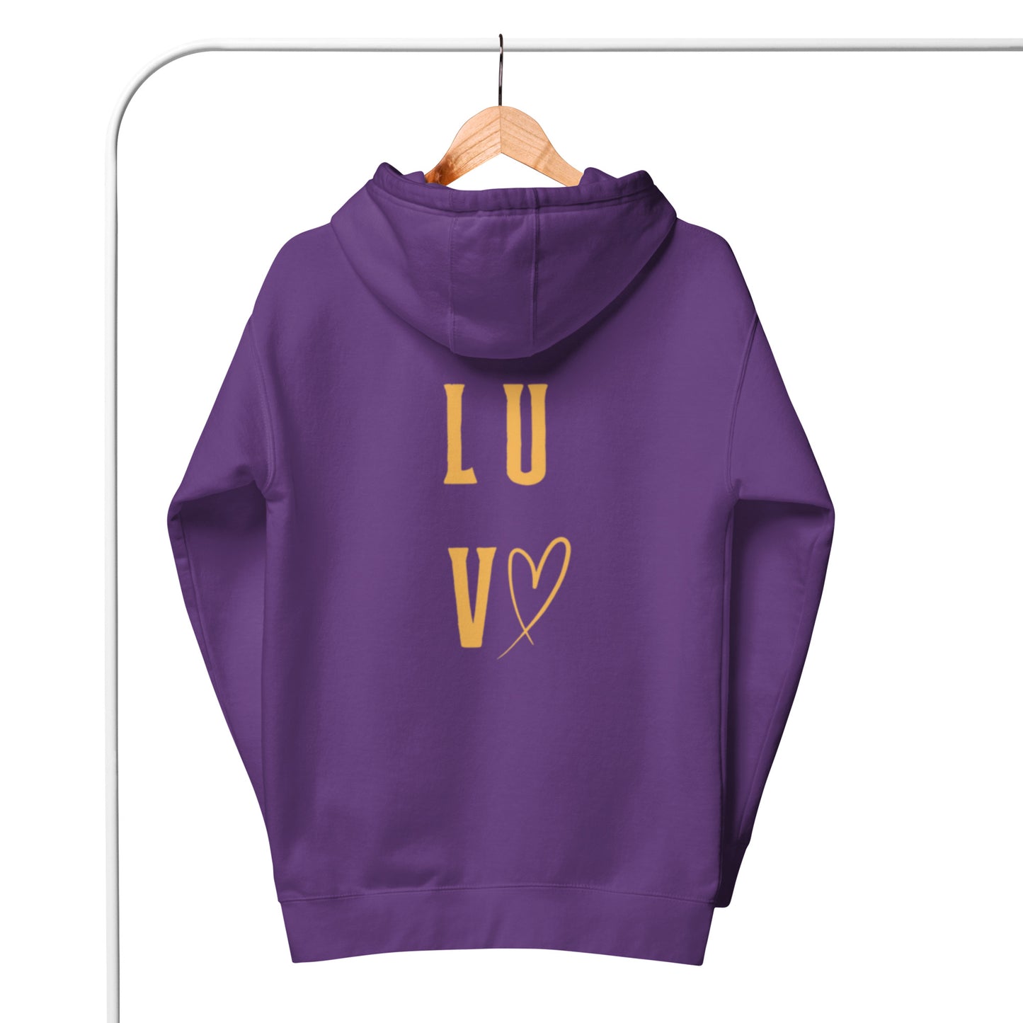 Luv Unisex Hoodie.  "LUV"  Choose from 6 colors.