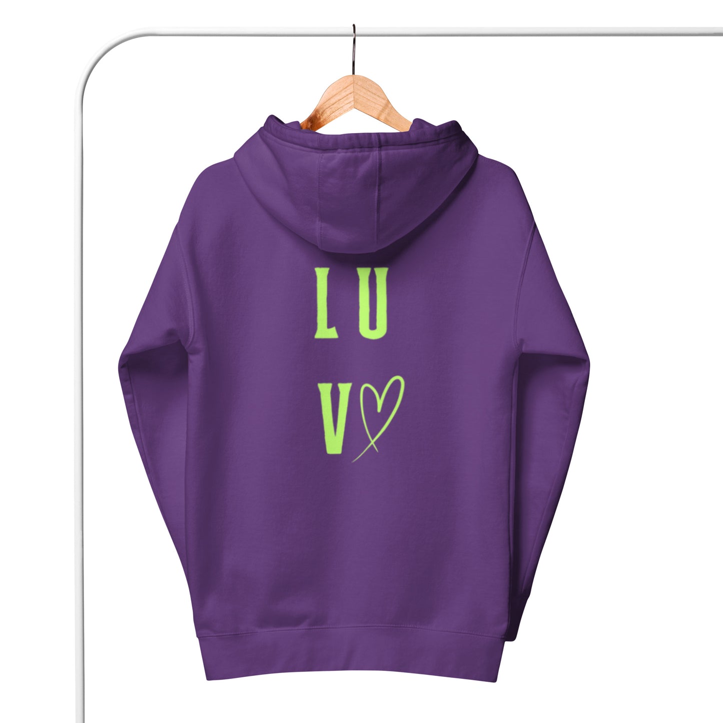 Luv Unisex Hoodie.  "LUV"  Choose from 5 colors.